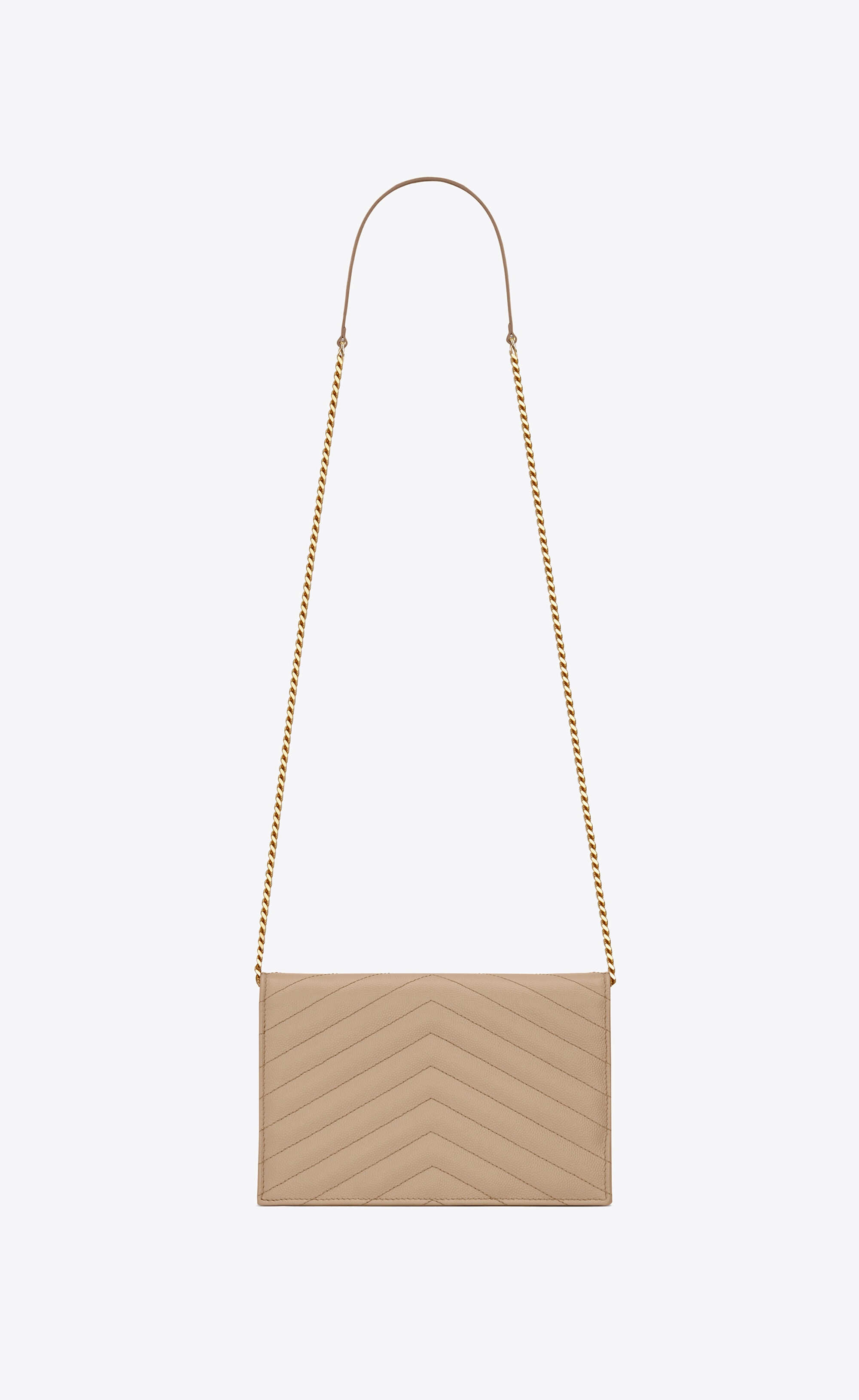 cassandre saint laurent matelassé envelope chain wallet in grain de poudre embossed leather - 3