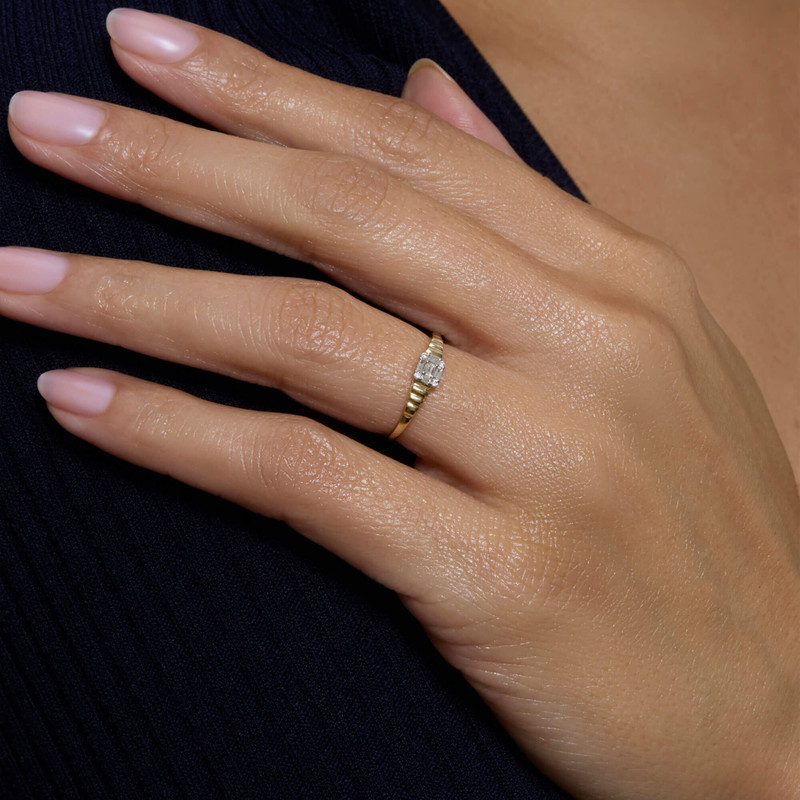 STONE AND STRAND Bold Shield of Strength Pinky Signet outlook