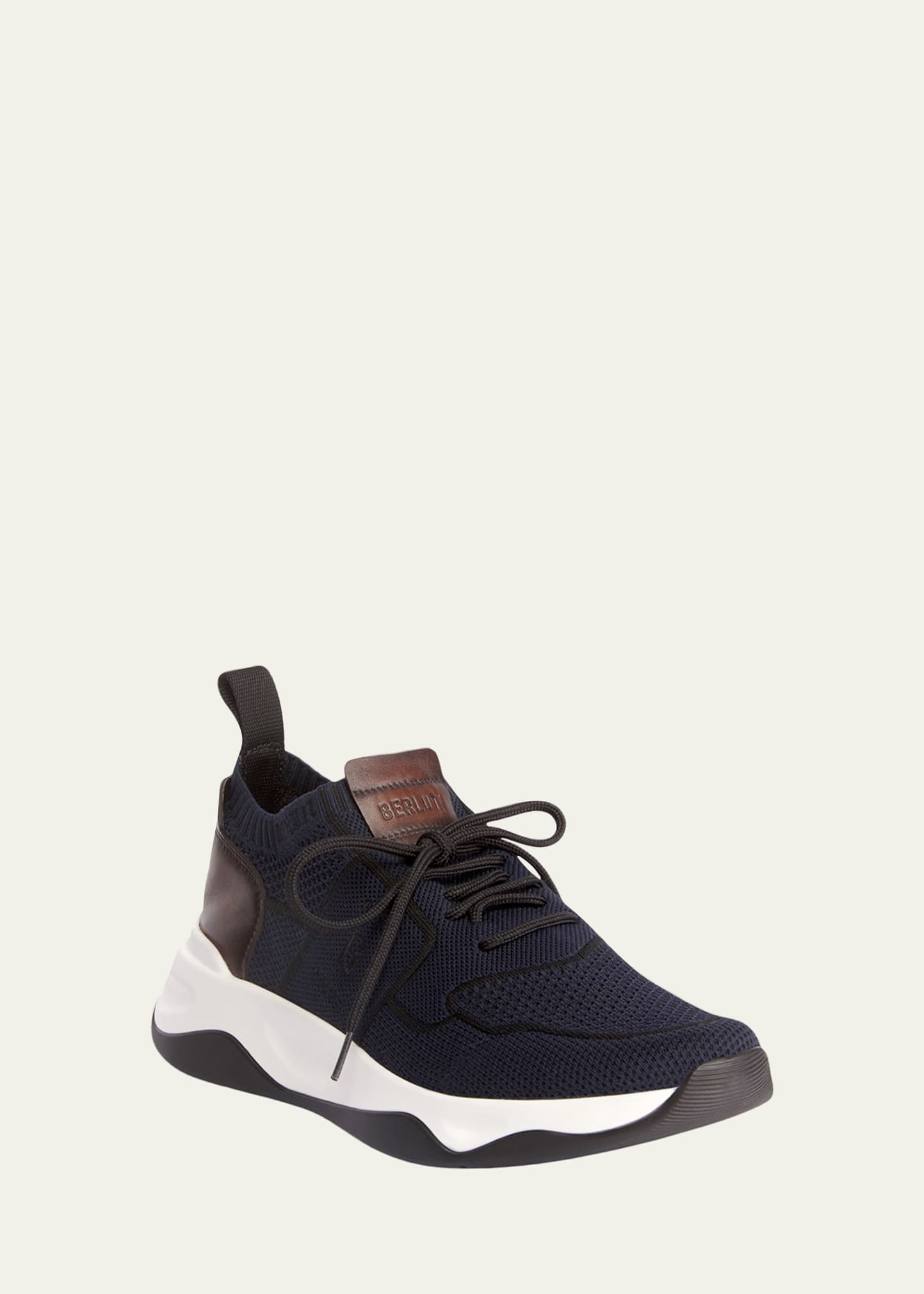 Men's Shadow Knit Sneaker with Leather Details - 2