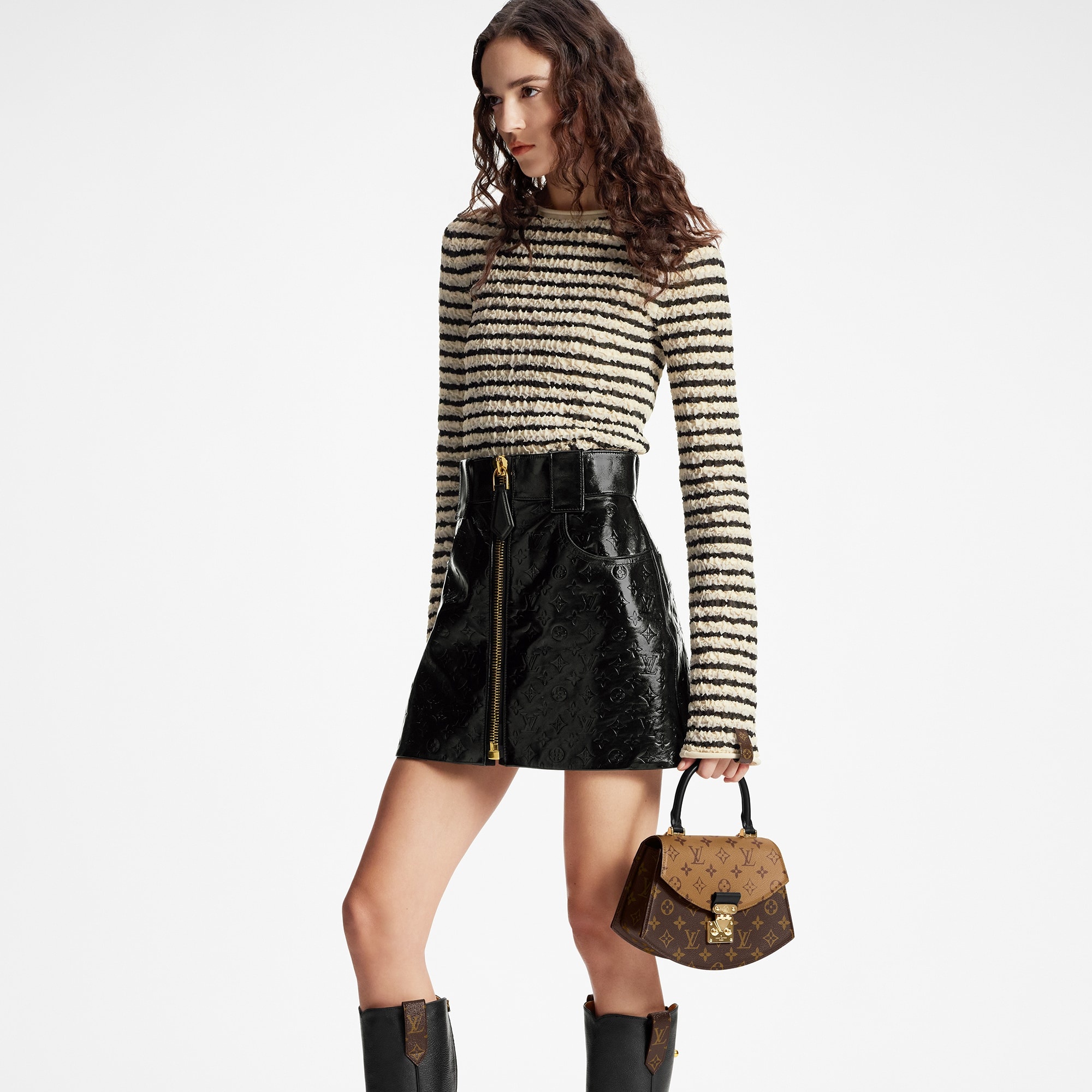 Embossed Monogram Leather Mini Skirt - 5