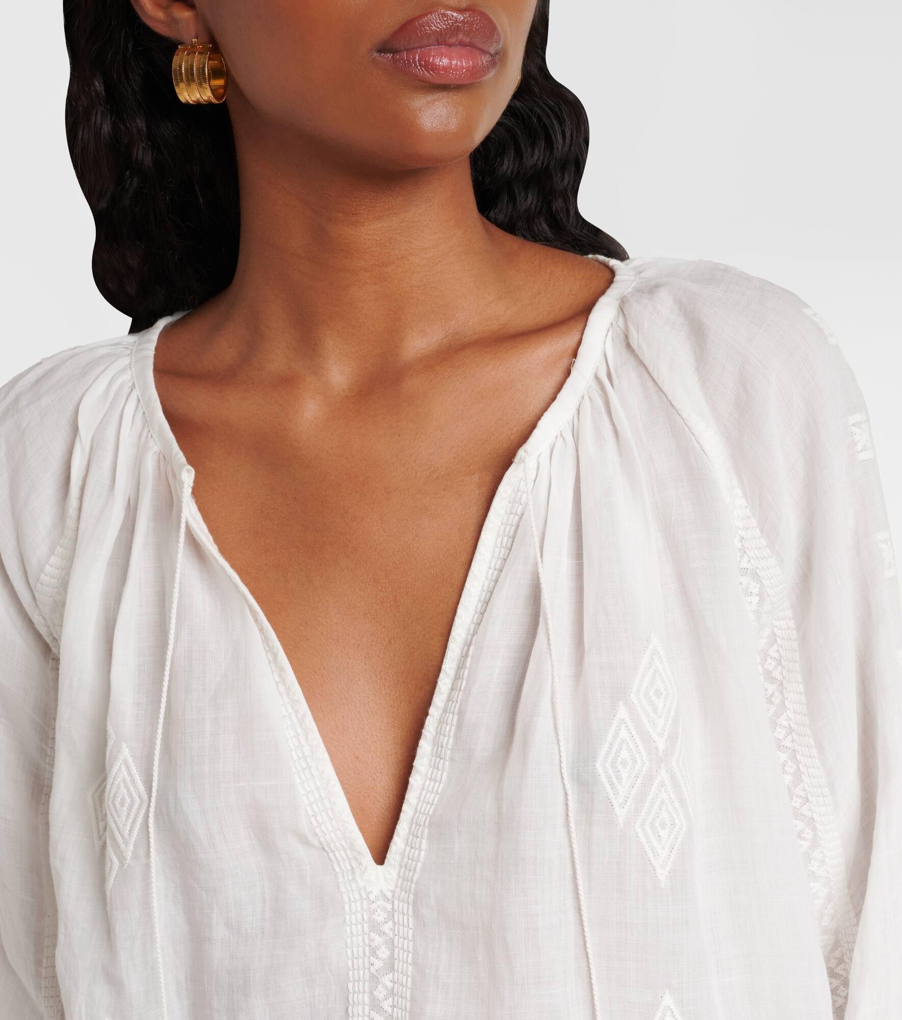 Embroidered ramie blouse - 4