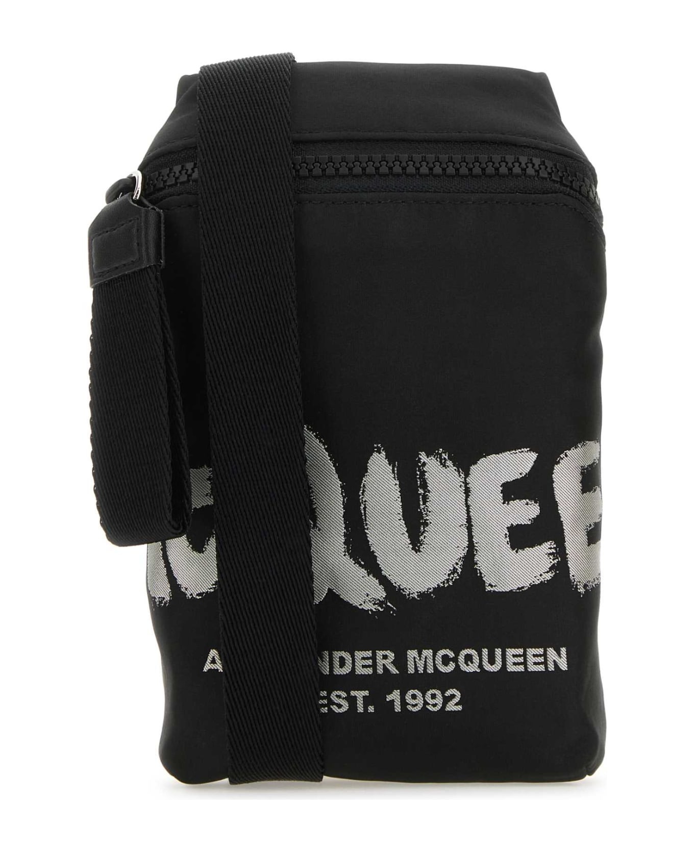 Black Fabric Mcqueen Graffiti Crossbody Bag - 1