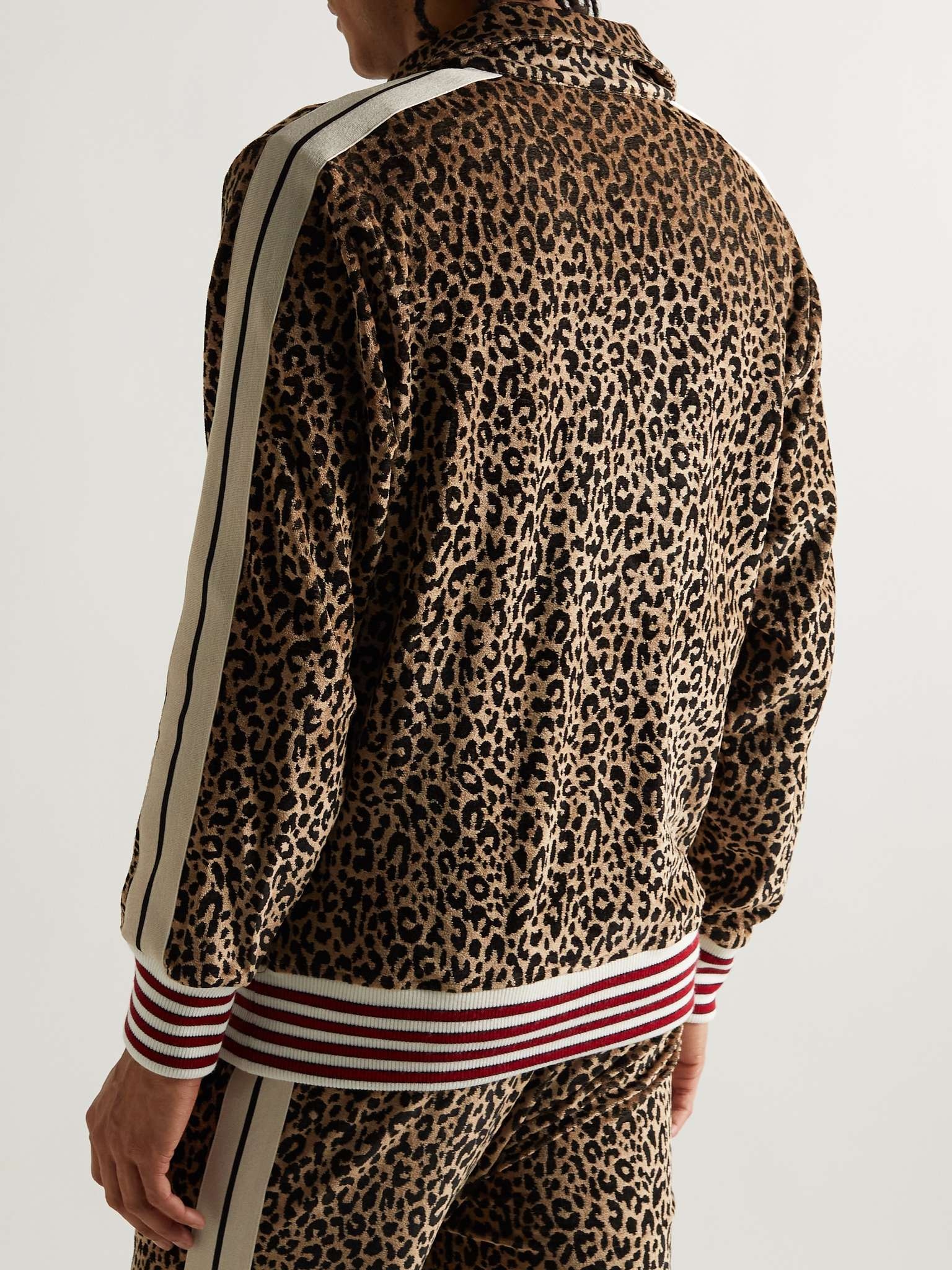 Logo-Print Striped Leopard-Print Velour Half-Zip Track Jacket - 4