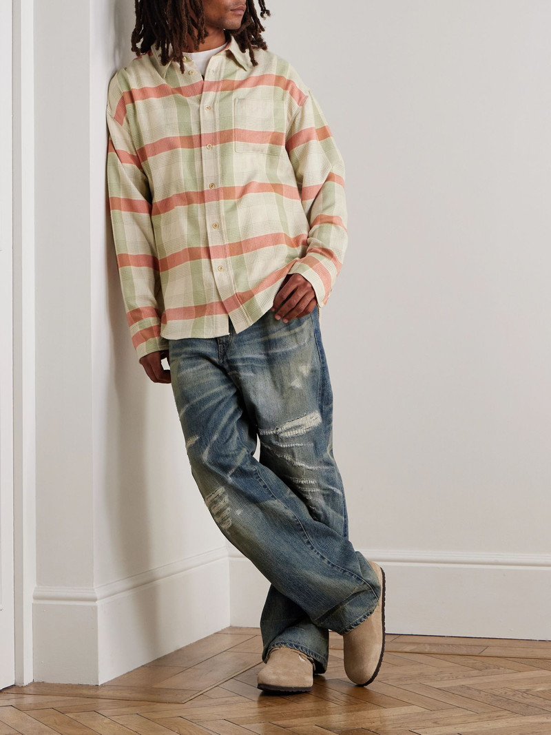 The Elder Statesman Checked Cashmere and Wool-Blend Shirt Green outlook