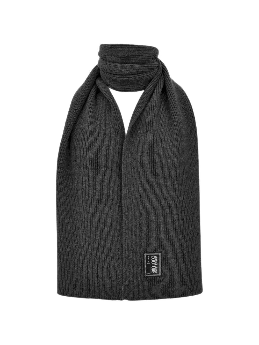 ribbed-knit logo-patch scarf - 1