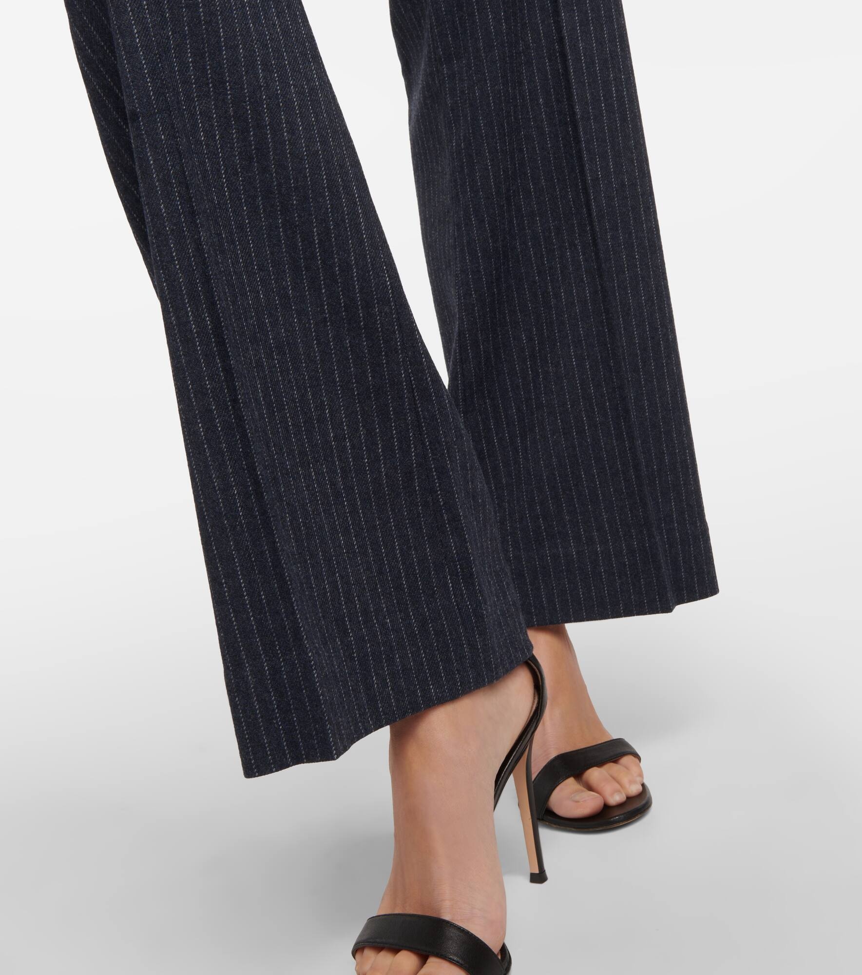 Pinstripe flannel straight pants - 5