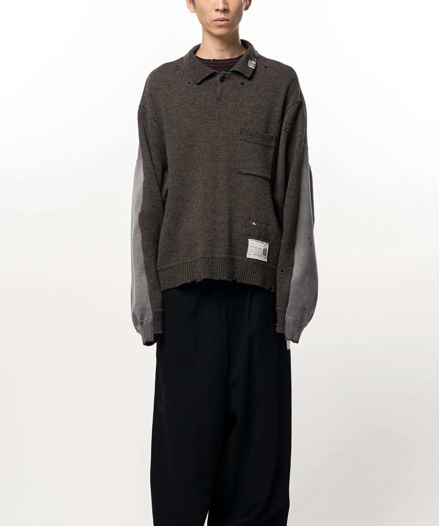 Sweatshirt Combined Knit Sweater - 1