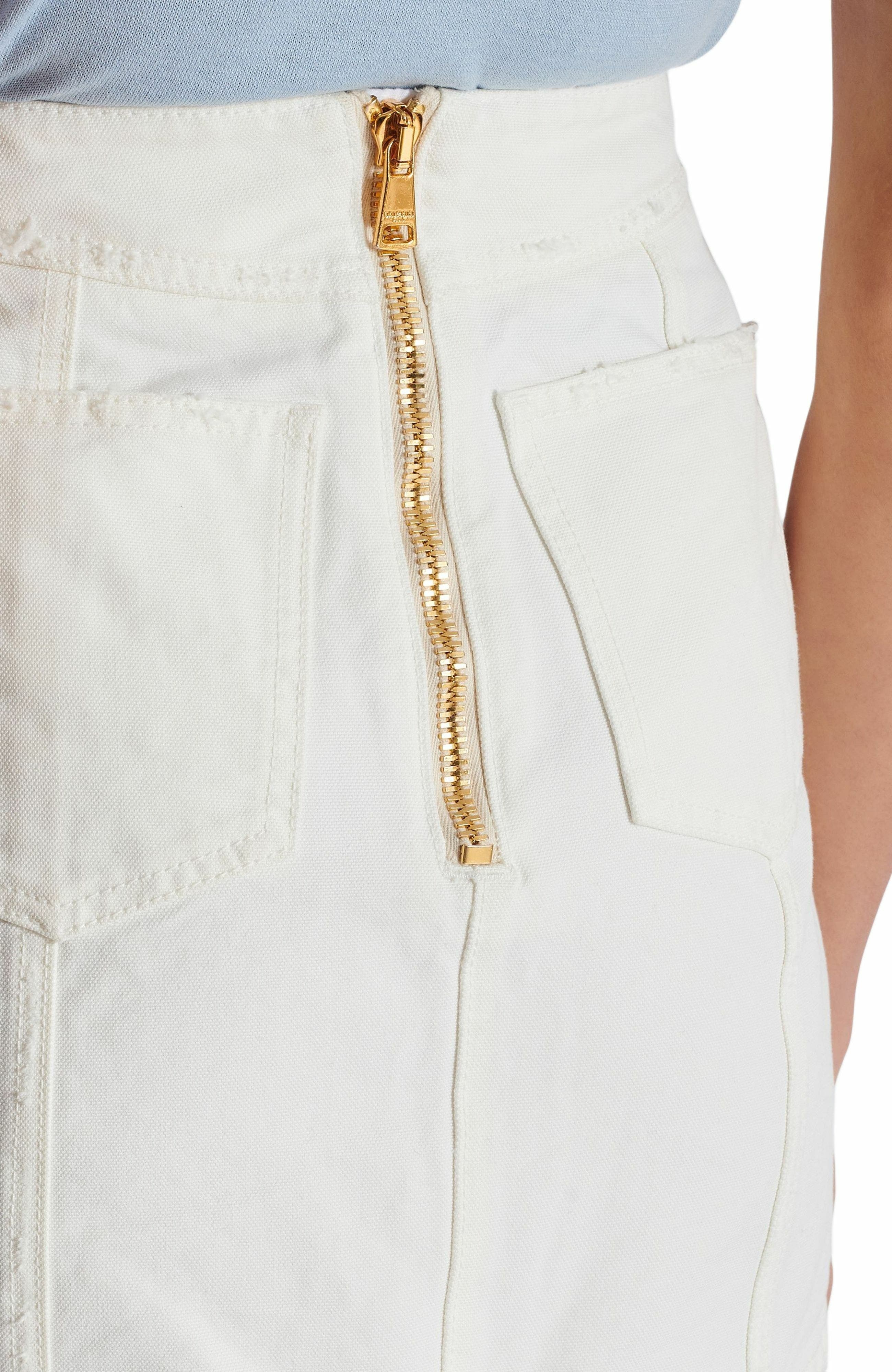 Balmain Short cotton canvas skirt in White at Nordstrom - 4