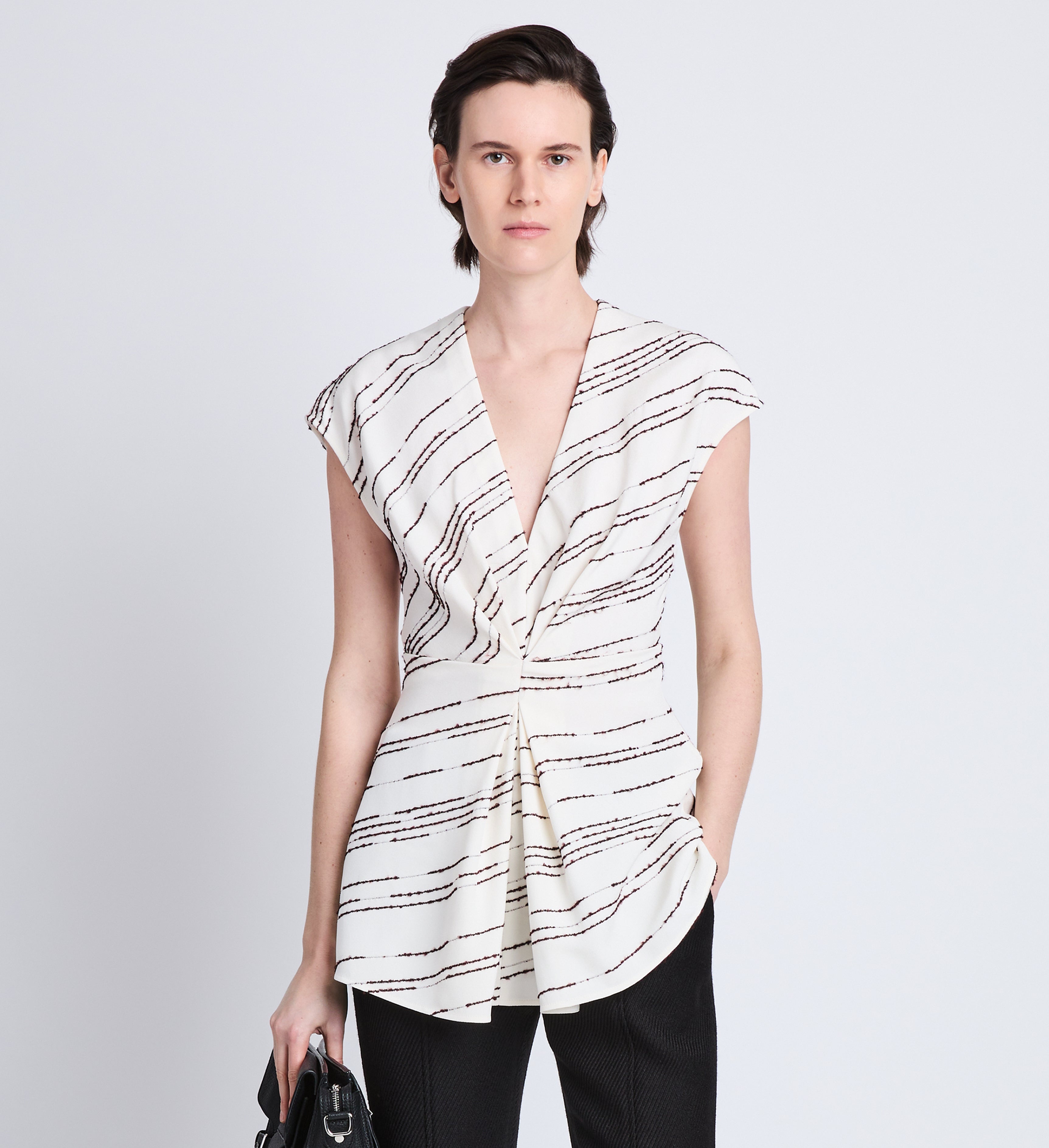 Stella Top in Textured Stripe Flou - 2