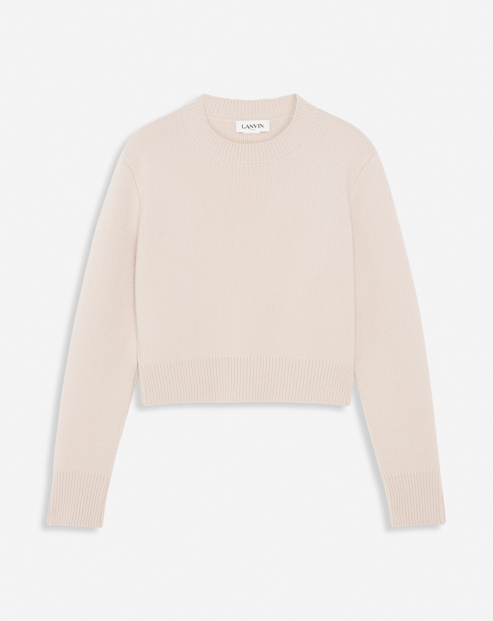 CROPPED WOOL AND CASHMERE CREWNECK SWEATER - 1