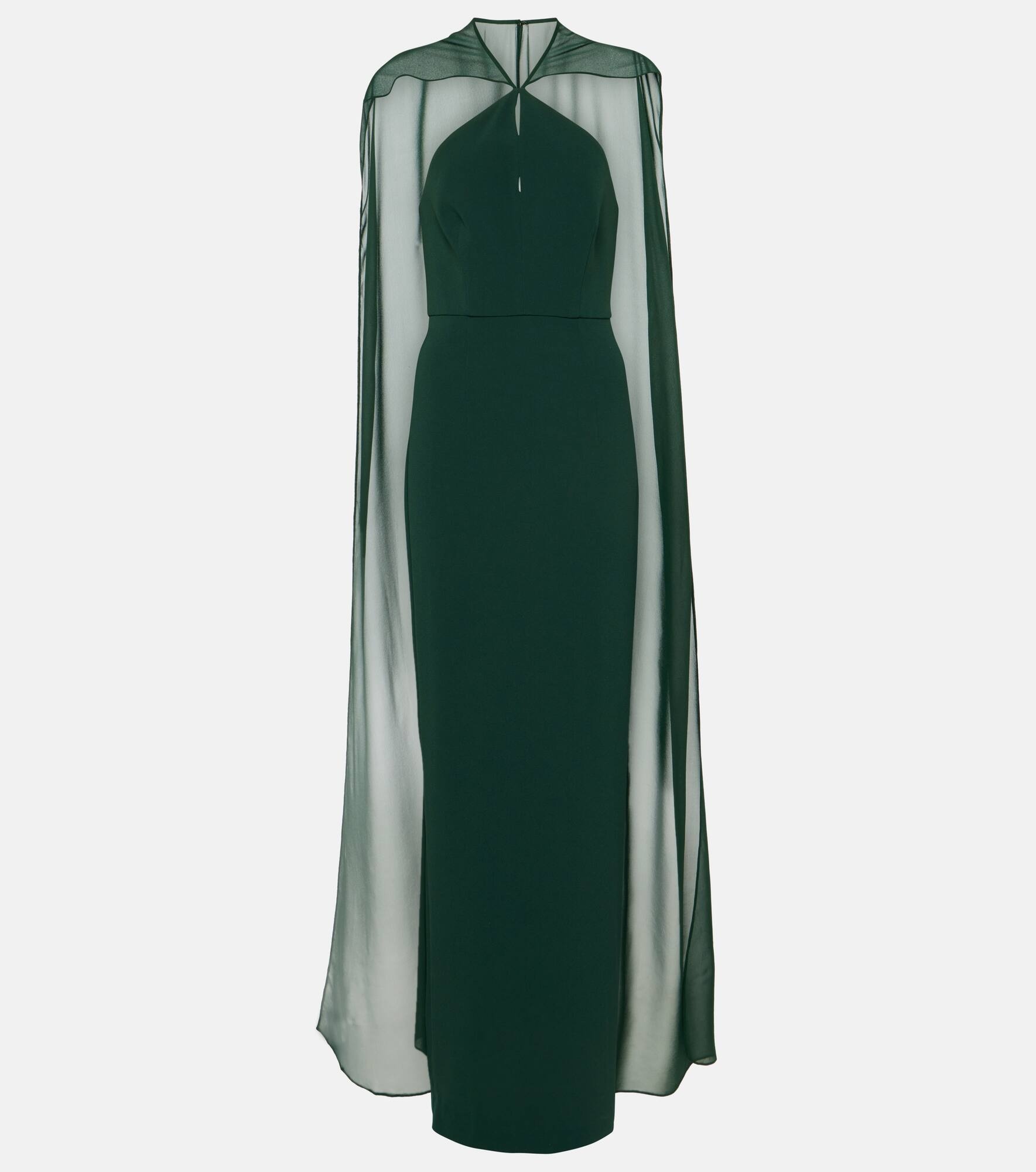 Caped satin crêpe gown - 1