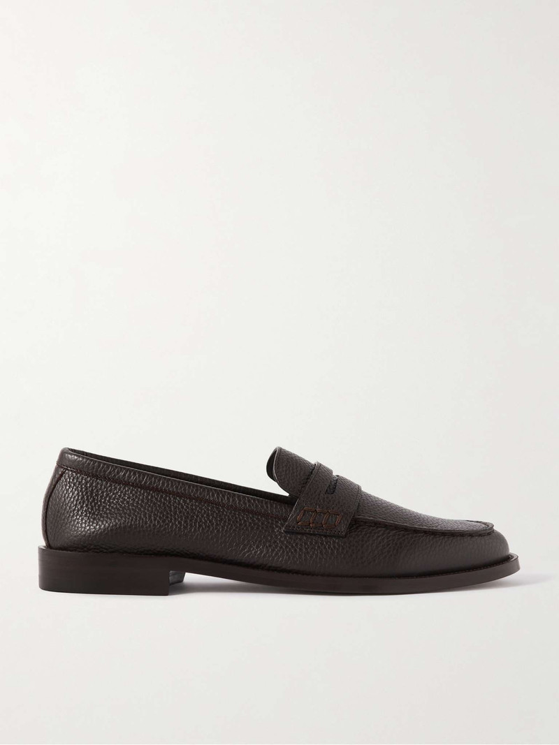 Manolo Blahnik Perry Full-Grain Leather Penny Loafers outlook