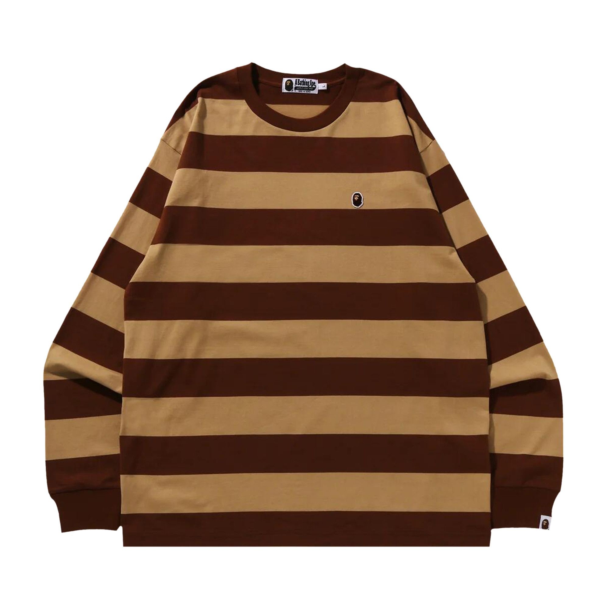 BAPE Ape Head One Point Hoop Long-Sleeve Tee 'Brown' - 1