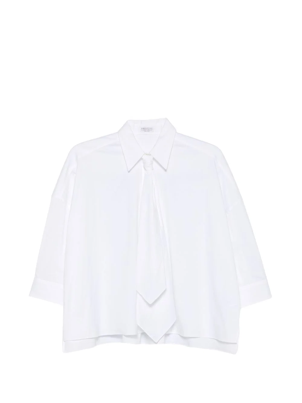 tie-detail three-quarter sleeve shirt - 1