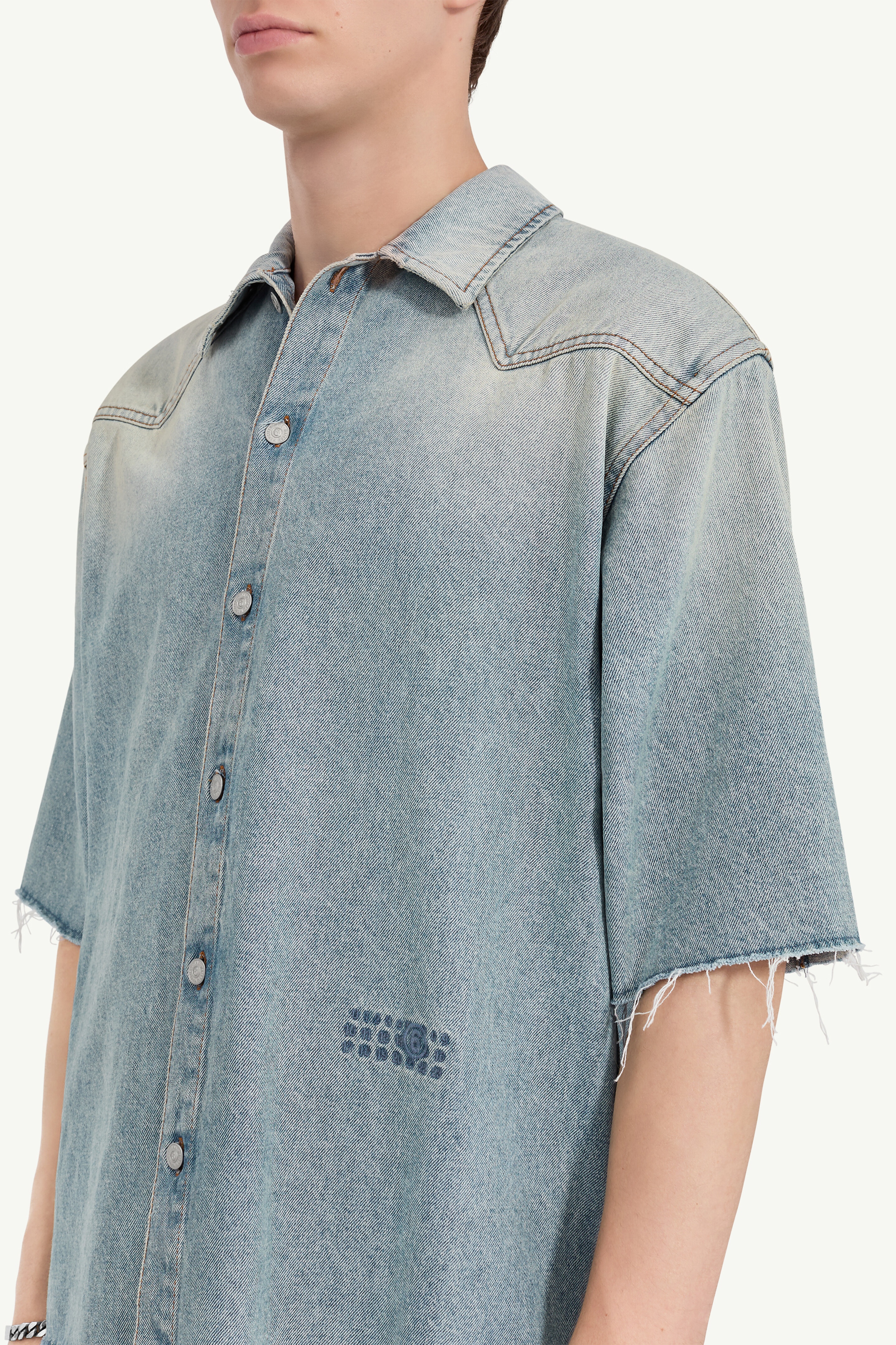Denim short sleeve shirt - 5