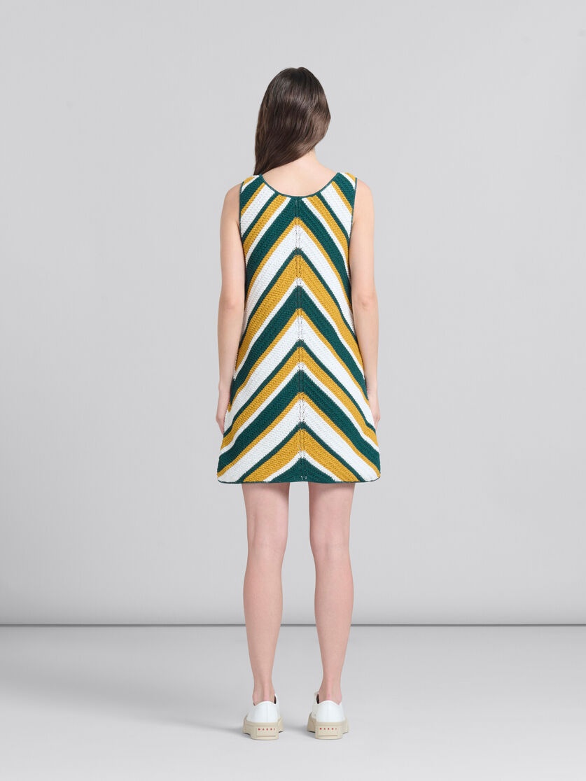 TEAL AND YELLOW CROCHET DRESS WITH CHEVRON PATTERN - 3