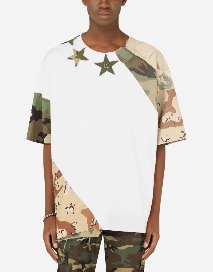 Camouflage patchwork T-shirt with DG logo - 1