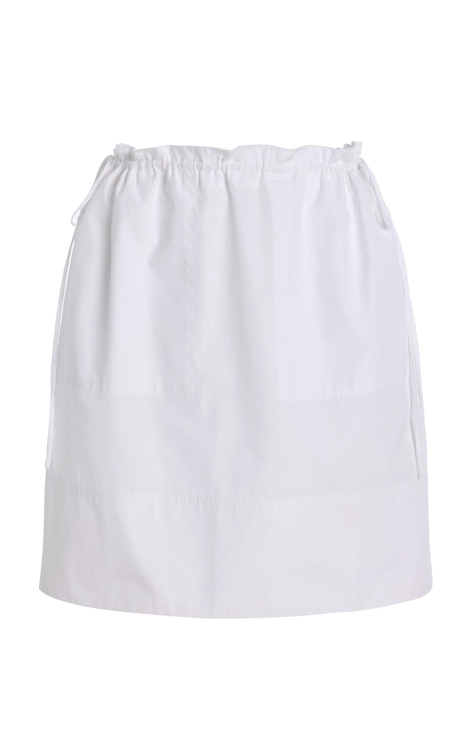 Drawstring Cotton Mini Skirt white - 1