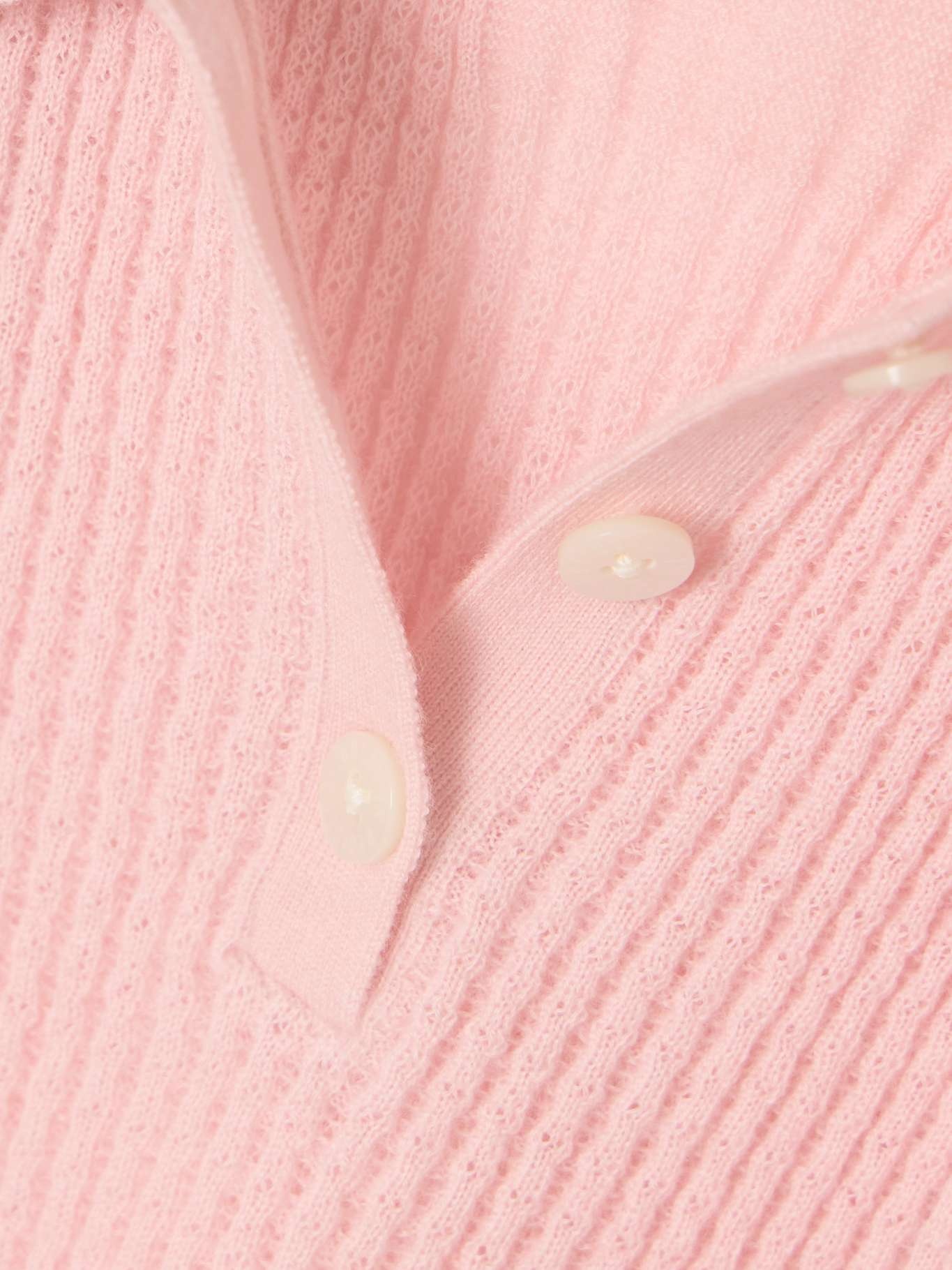 Ribbed cashmere polo sweater Baby pink - 5