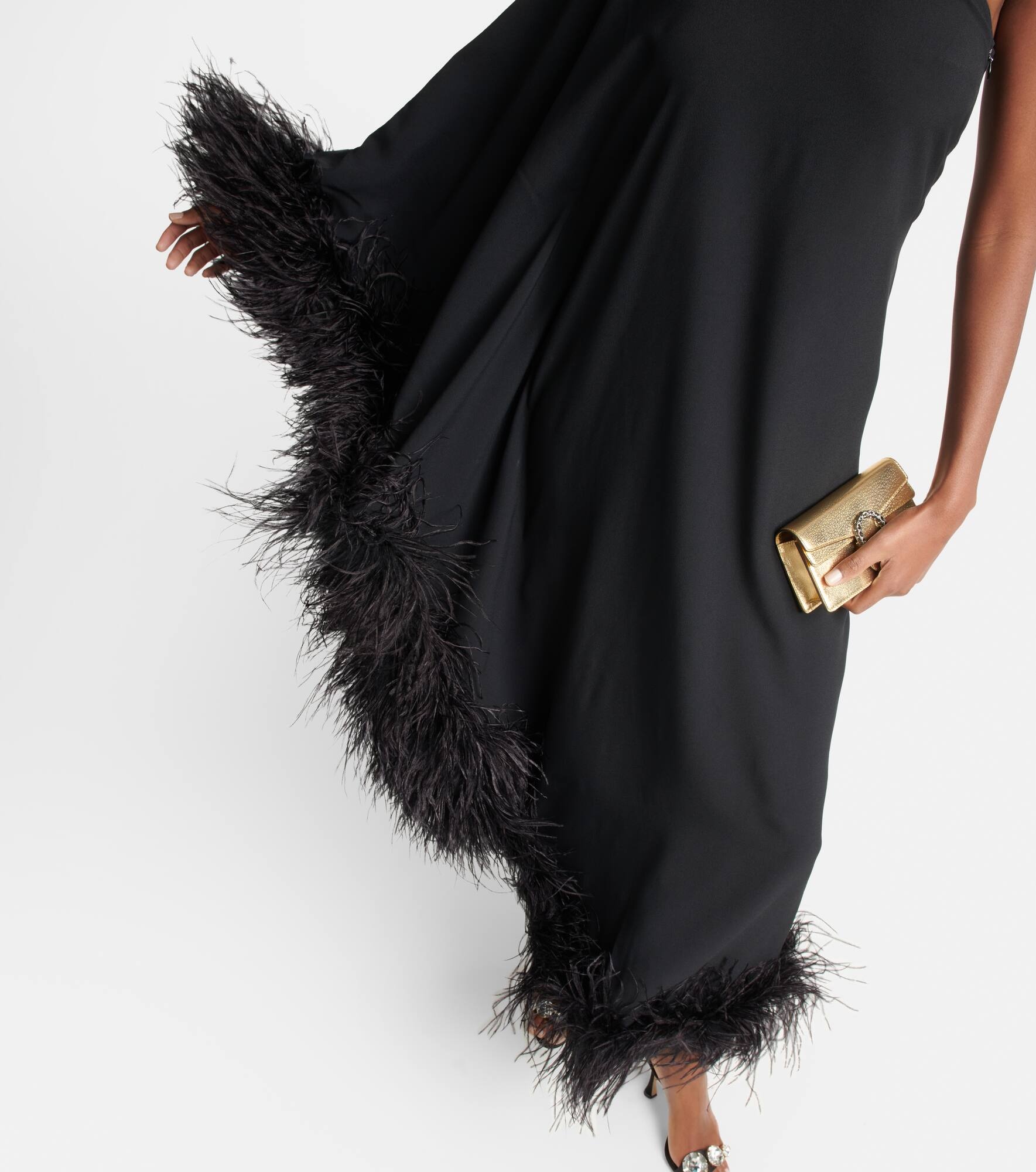 Ubud feather-trimmed crêpe gown - 5