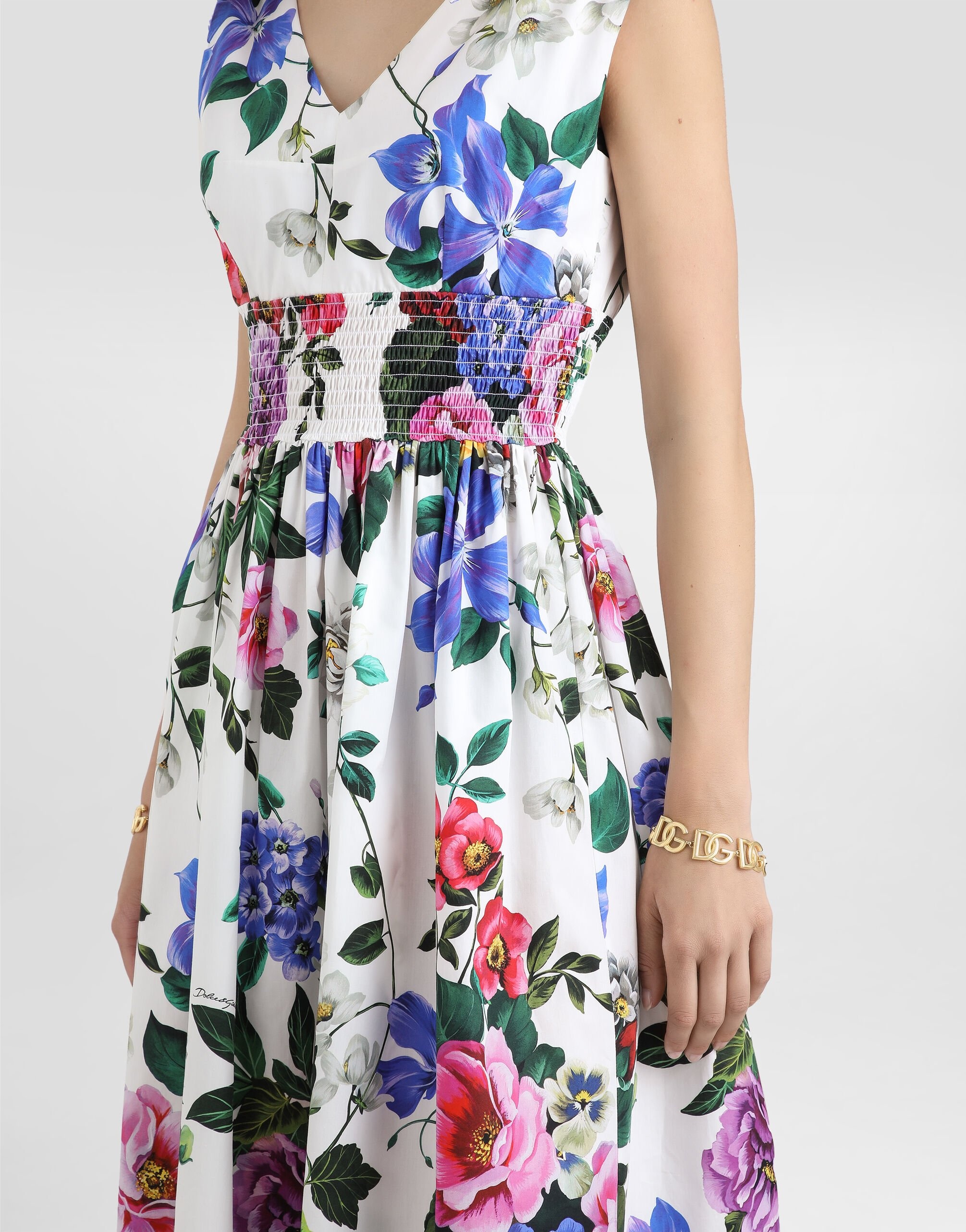 Cotton midi dress with floral print and tie details - 5