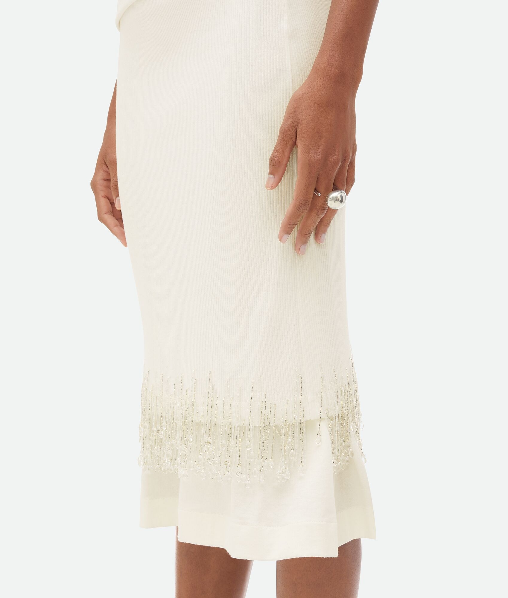 Crystal Embroidered Jersey Midi Skirt - 4