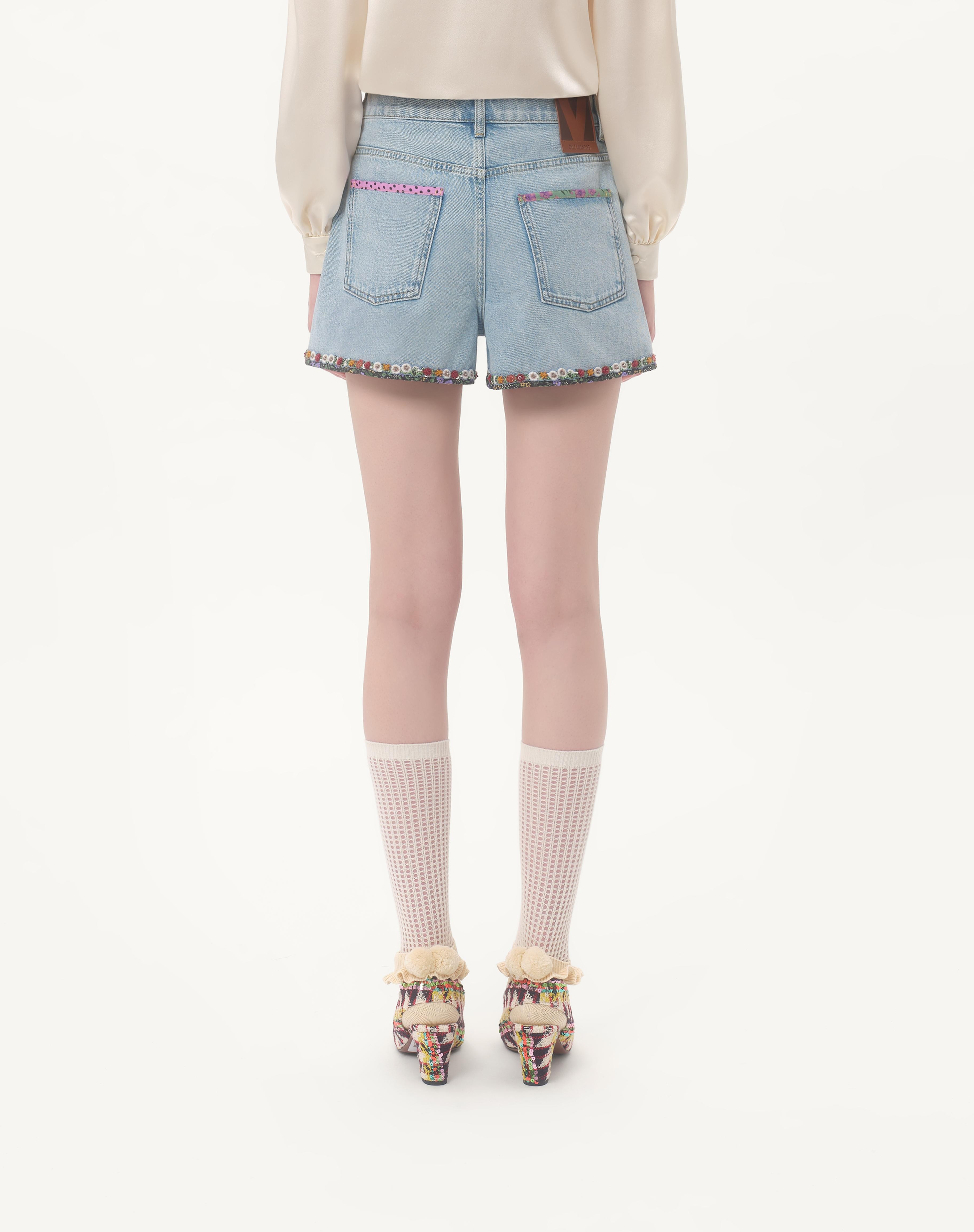 EMBROIDERED DENIM SHORTS - 5