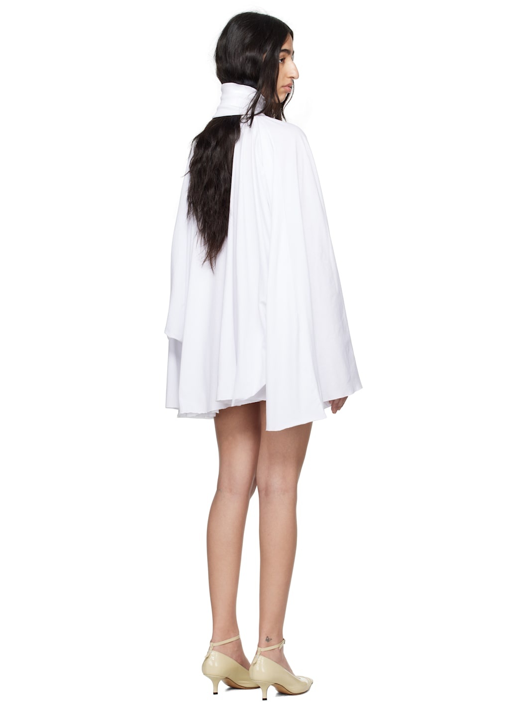 White Basic Jersey Minidress - 3