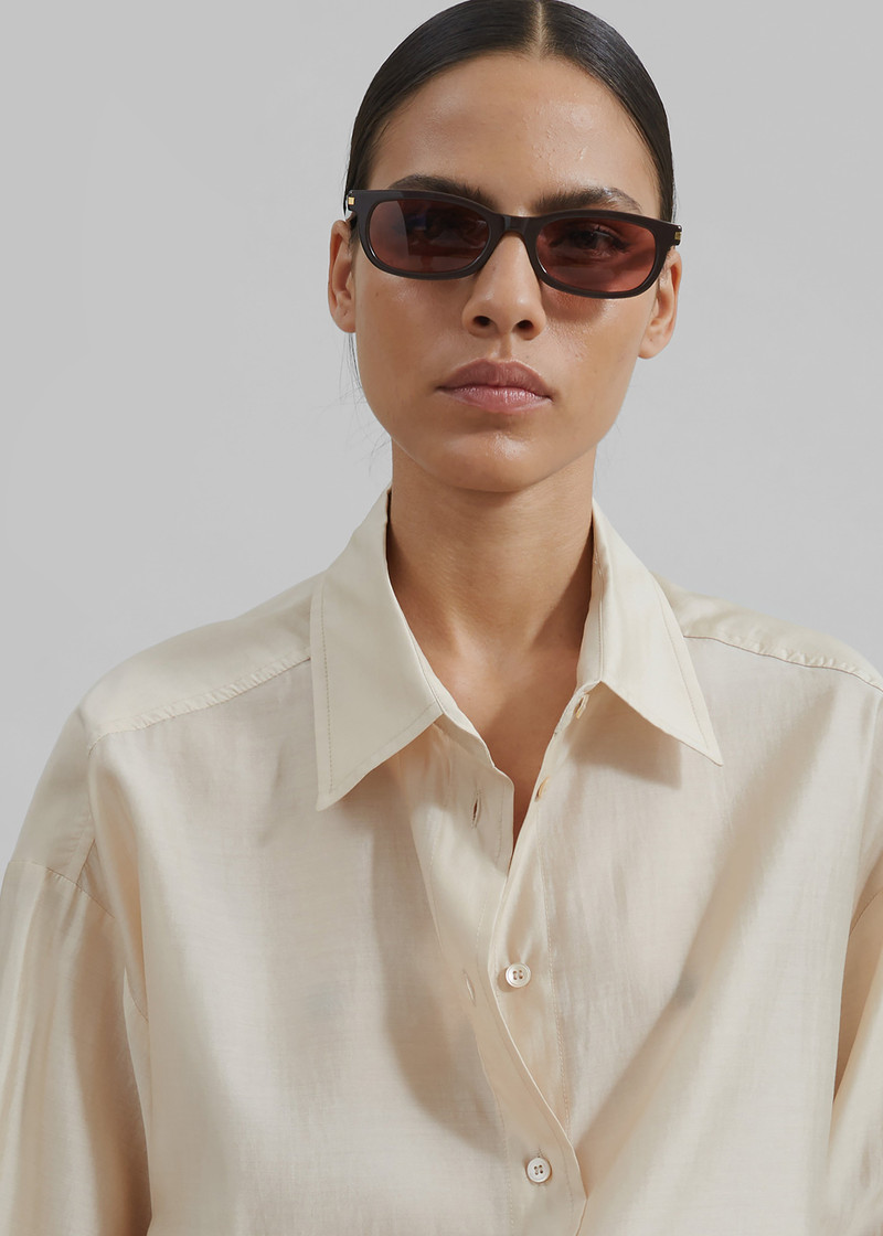 Ola Semi-Sheer Button Up Shirt - Ivory 4