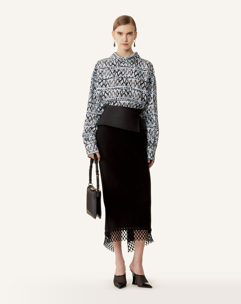 Lanvin HIGH-NECK PRINTED SILK TOP outlook