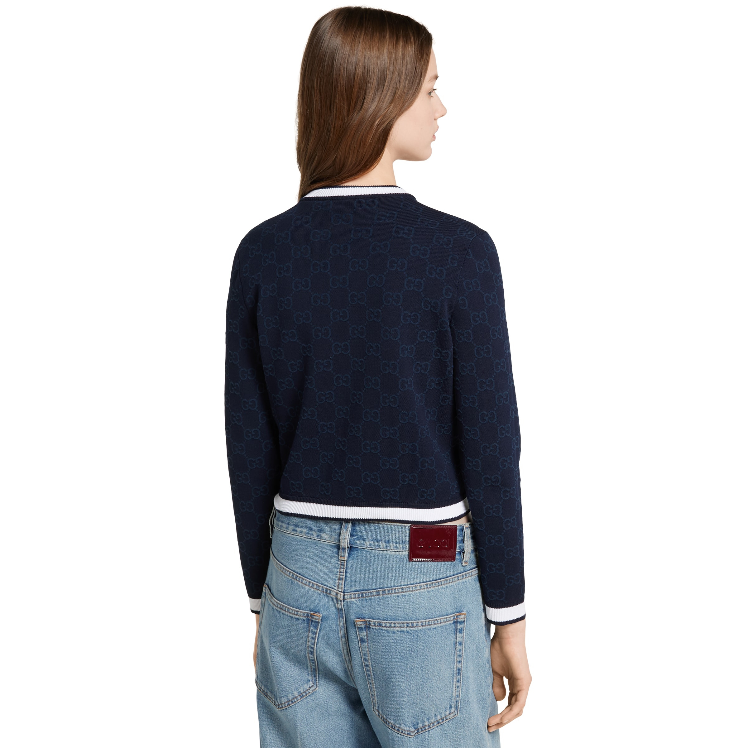 GG fine cotton jacquard cardigan - 4