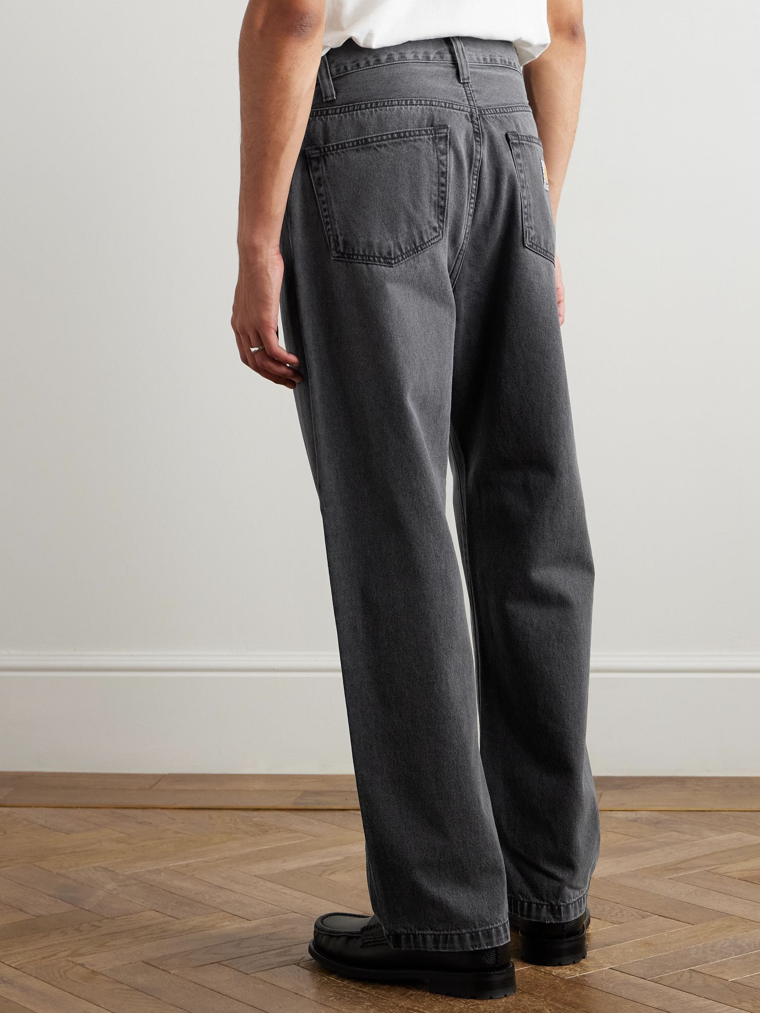 Landon Wide-Leg Logo-Appliquéd Jeans Black - 4