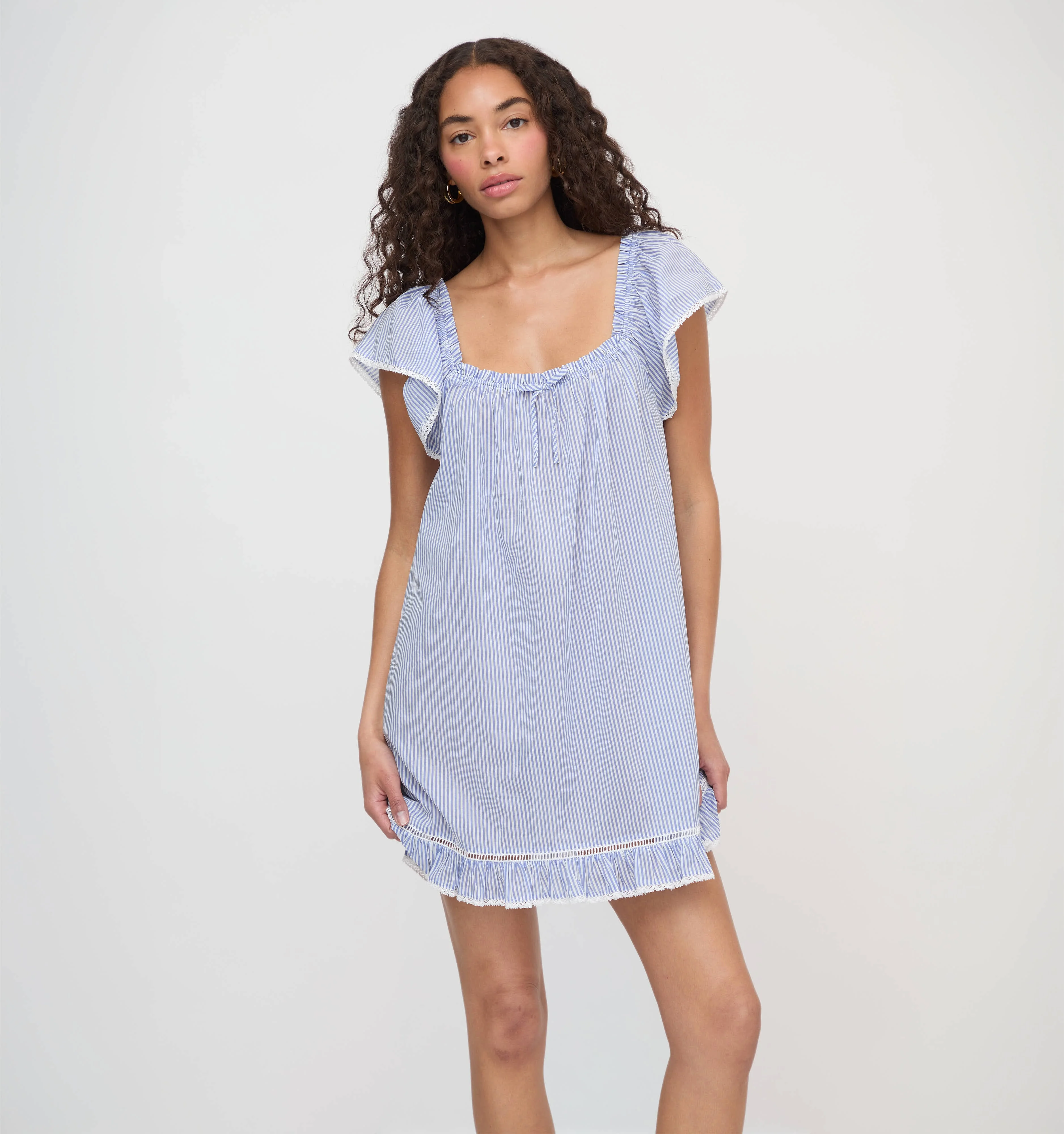 The Lucinda Nightgown - Blue/White Stripe - 1