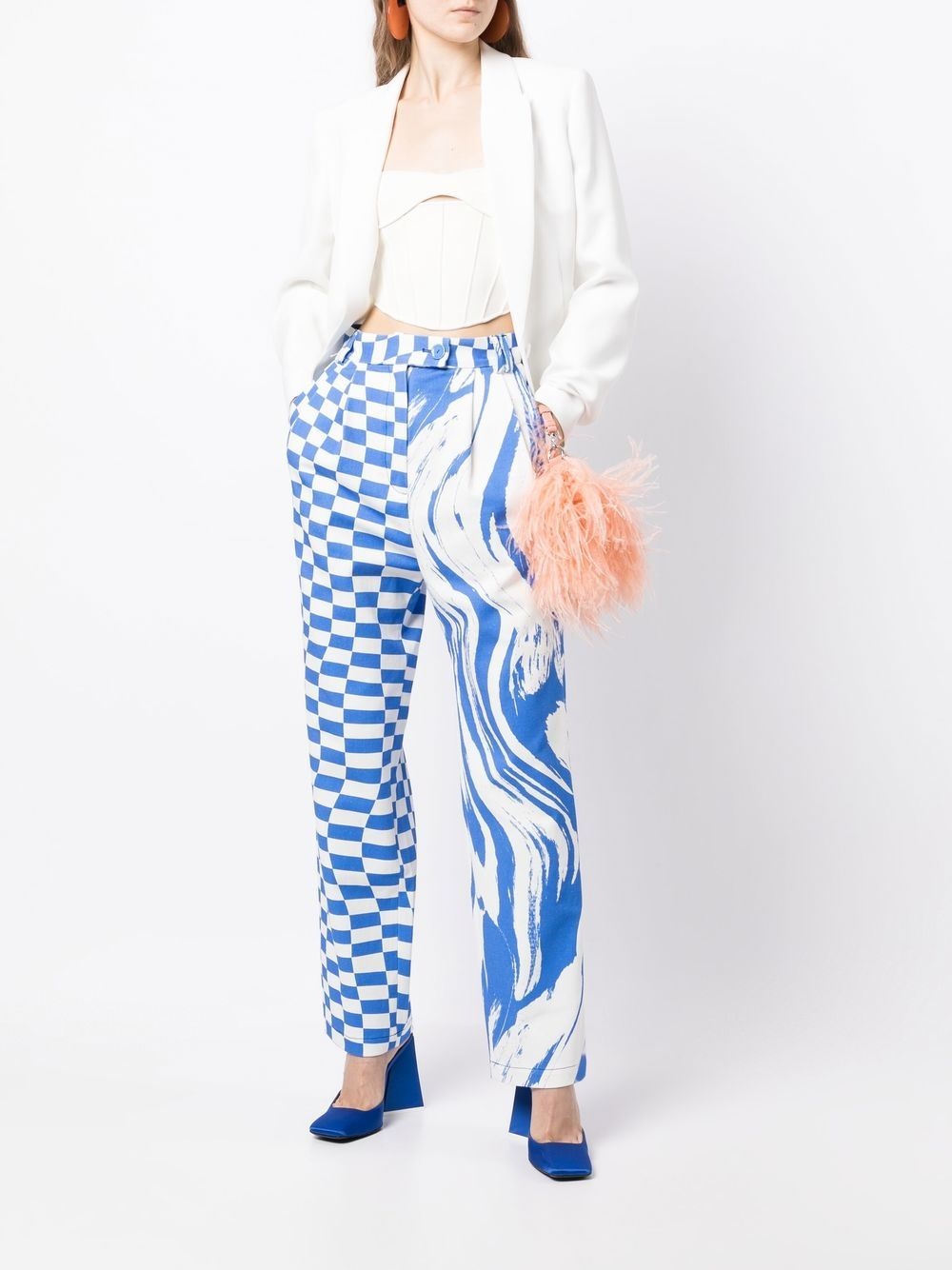 multi-print high rise trousers - 2