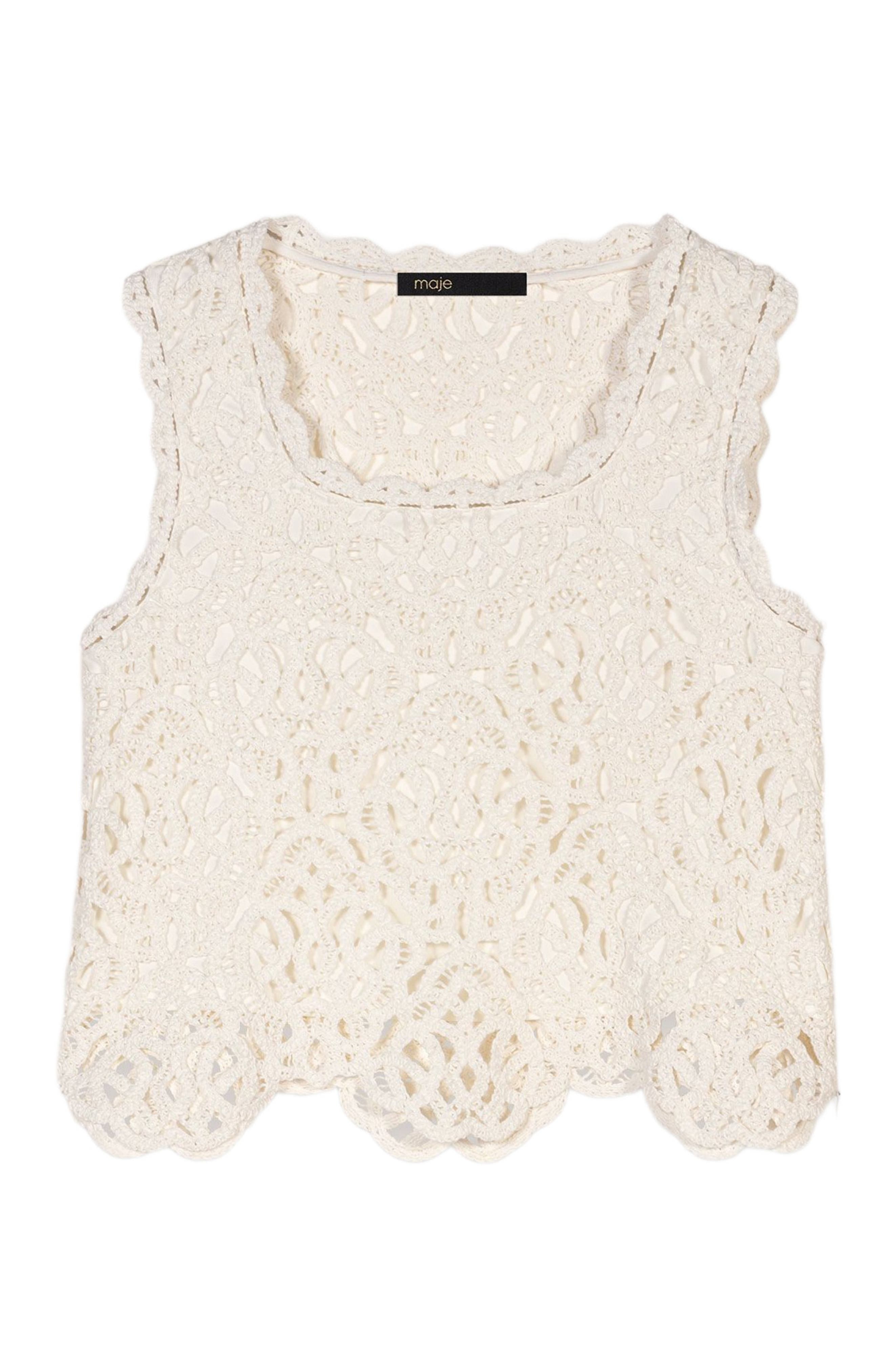 maje Crochet-knit top in Ecru at Nordstrom - 6