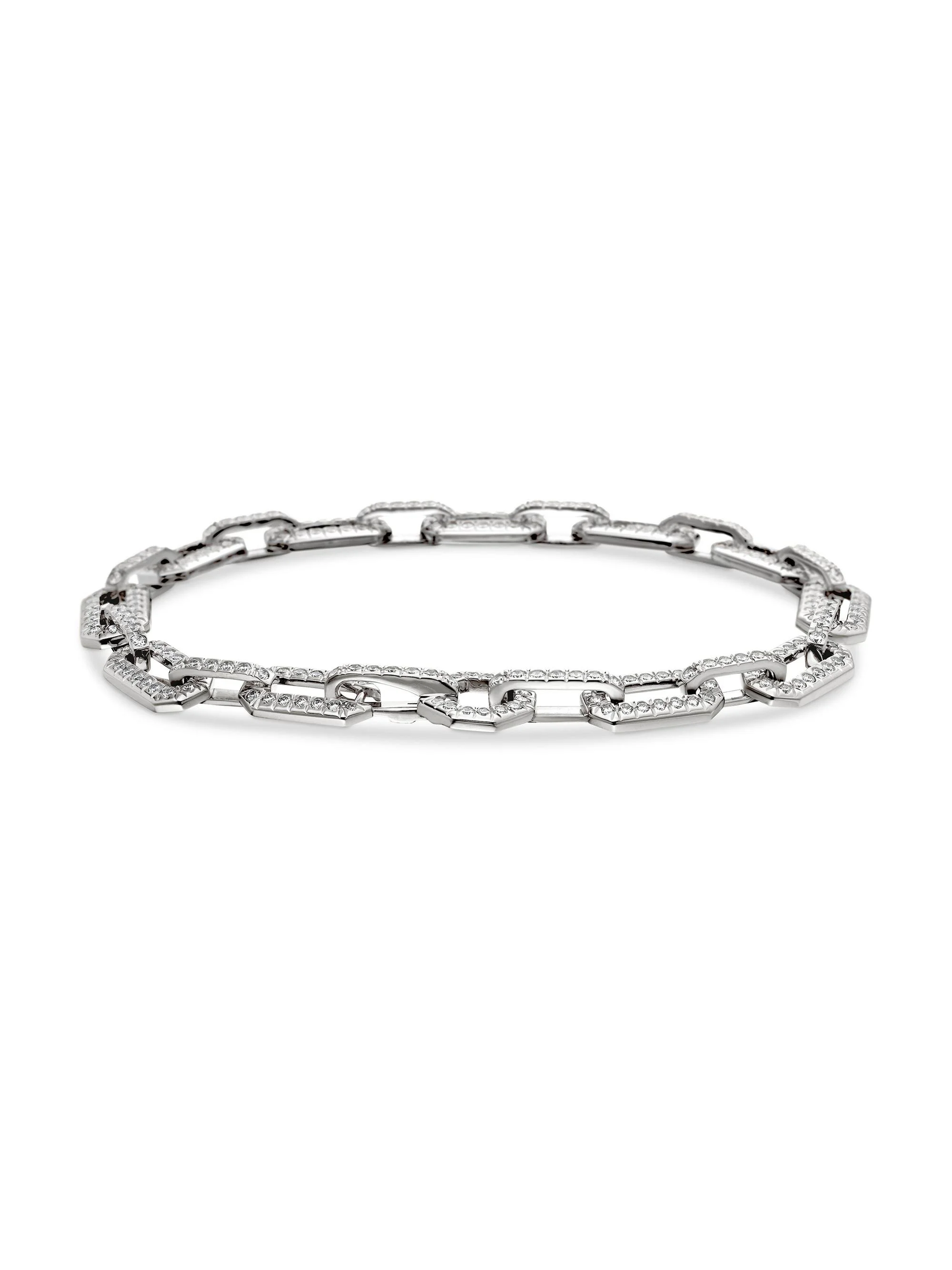 Women's Pavé Chain Bracelet in 18K White Gold - Diamond - 1