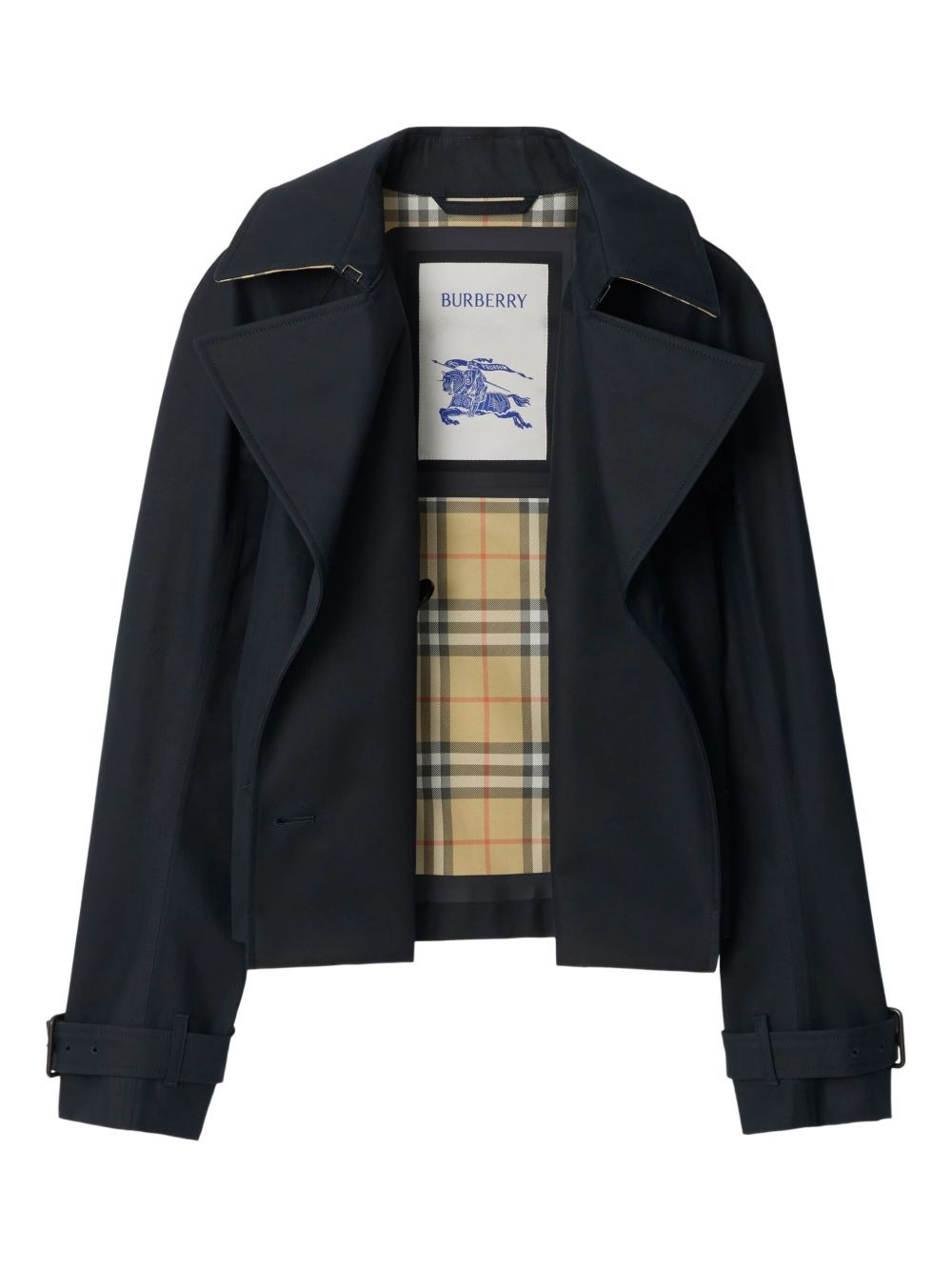 double-breasted belted cropped jacket - 2