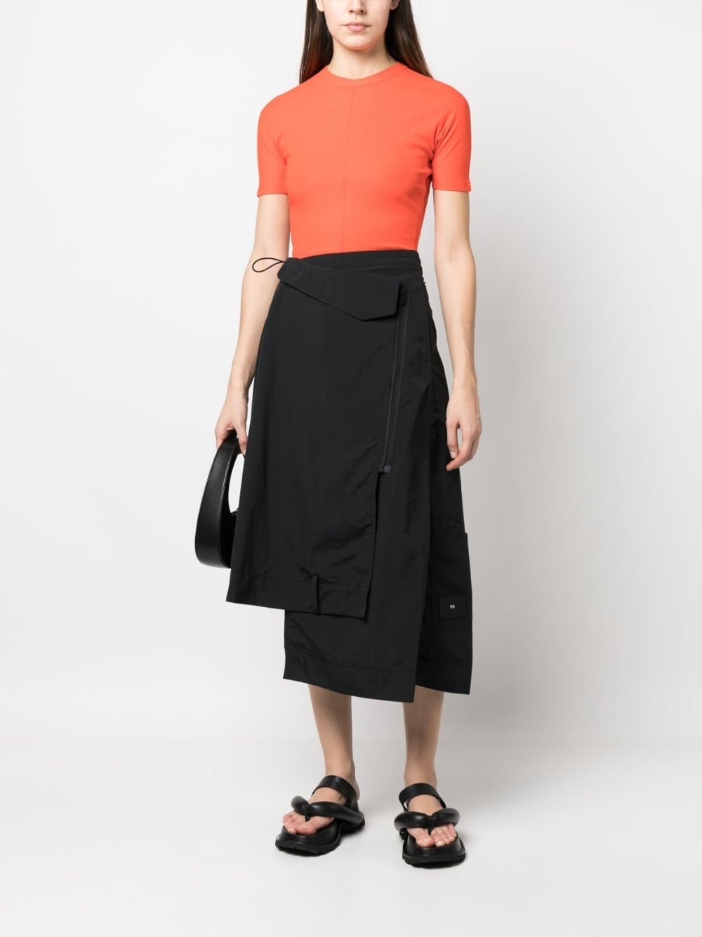 high-waisted asymmetric-hem skirt - 2