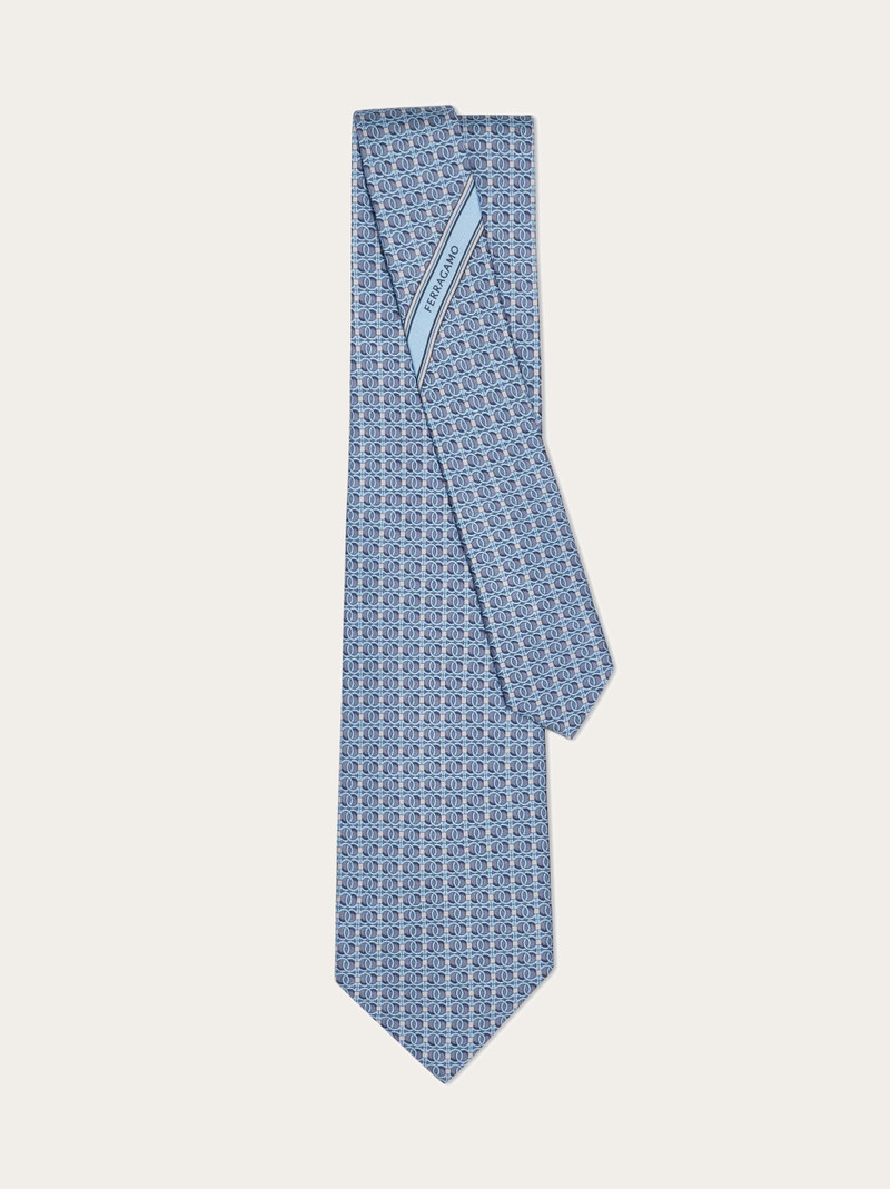 Gancini chain print silk tie 3