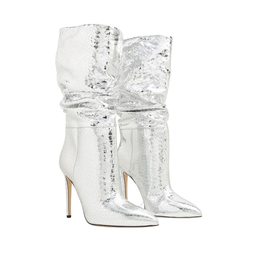 Paris Texas Python-Embossed Slouchy Stiletto Boots - 2