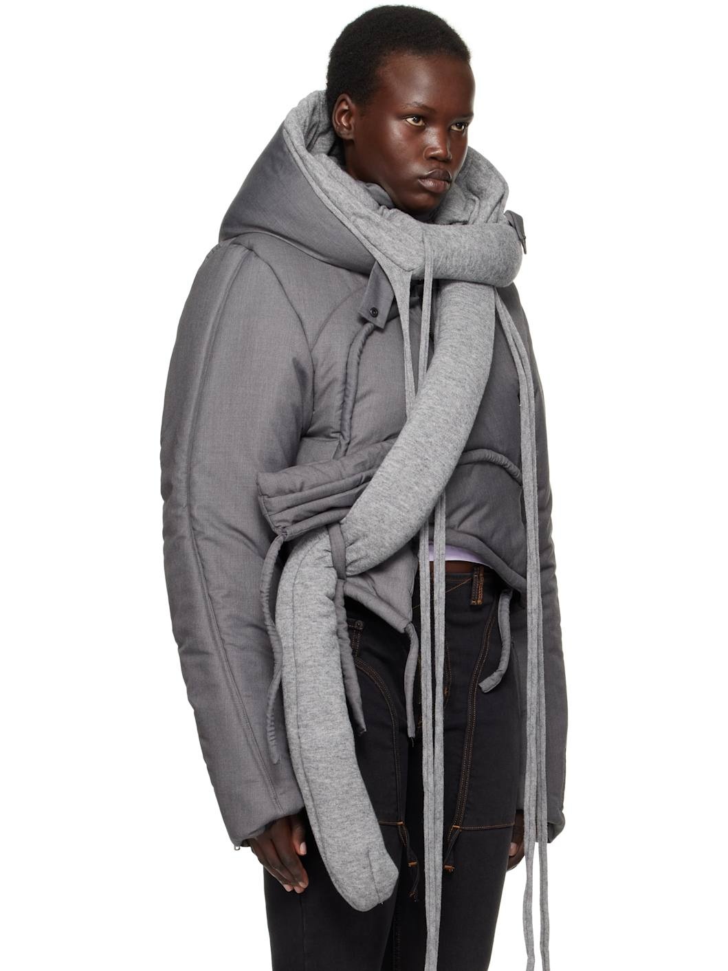 Gray Deconstructed Puffer Jacket - 2