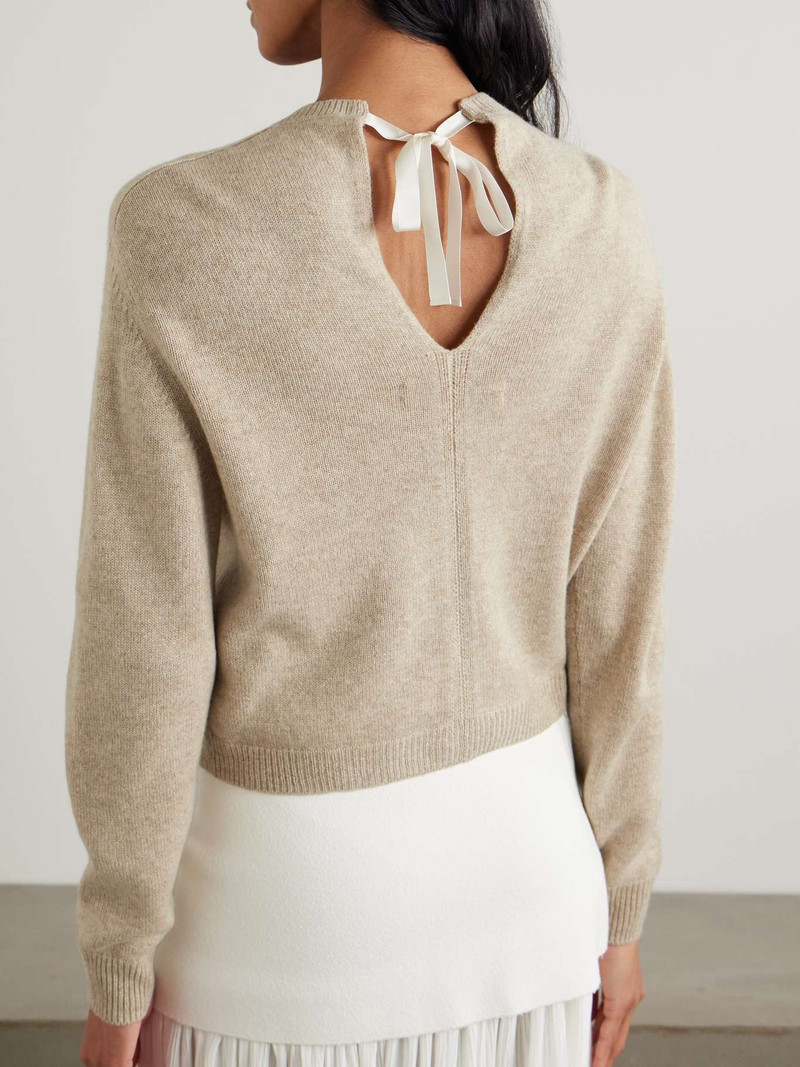 Tie-detailed cashmere cardigan Beige 3