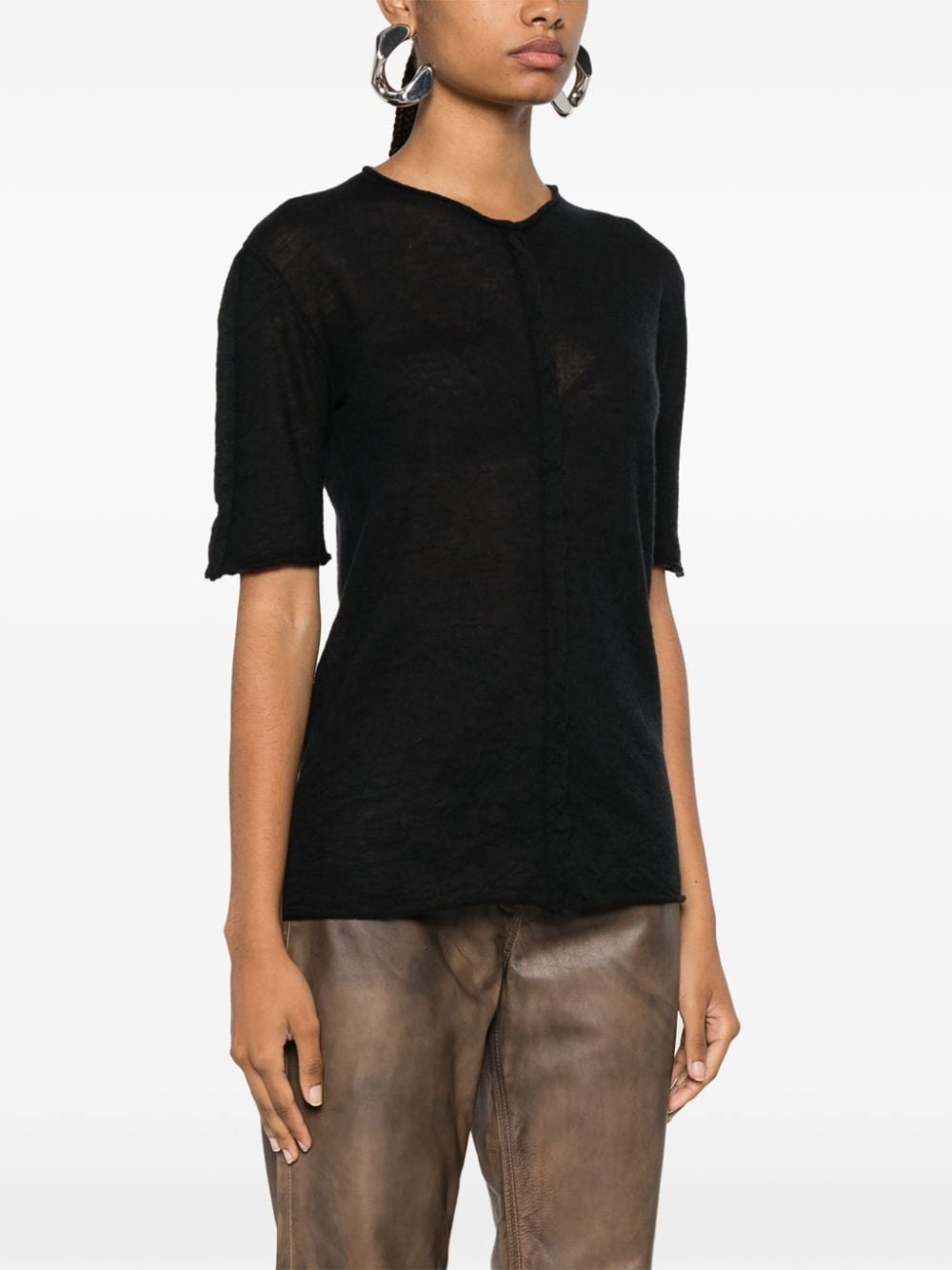 round-neck cashmere top - 3