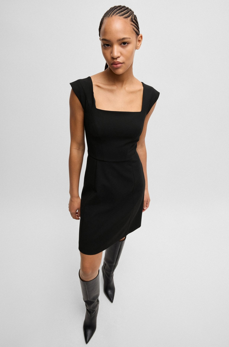 SQUARE-NECK DRESS IN STRETCH FABRIC 6