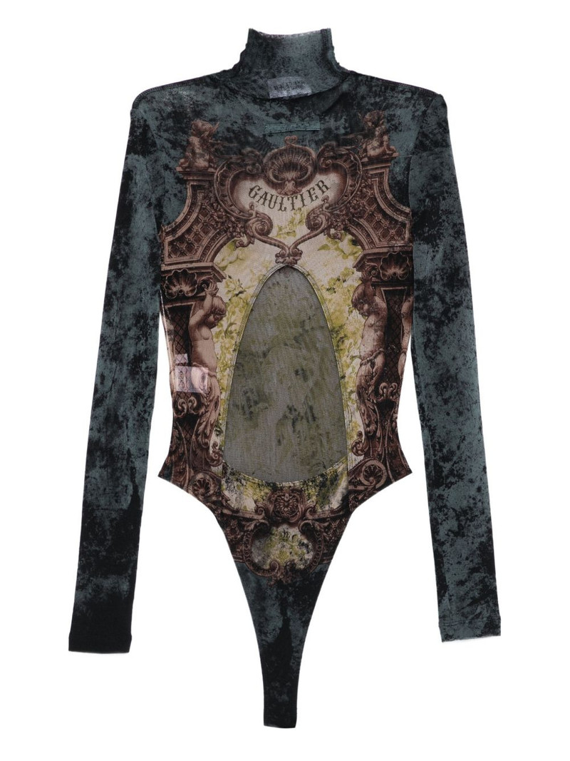 Jean Paul Gaultier high-neck print bodysuit outlook