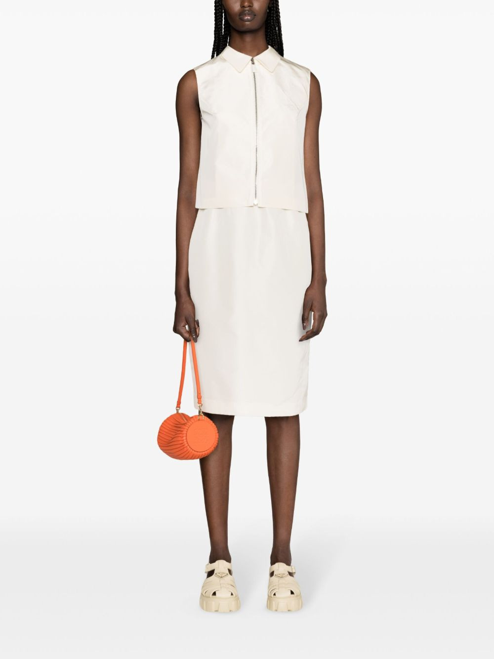 logo-buckle straight faille skirt - 2