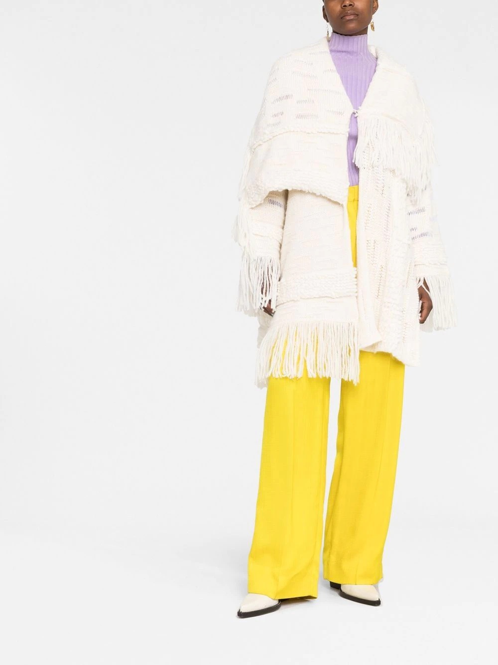 asymmetric fringed cardi-coat - 2