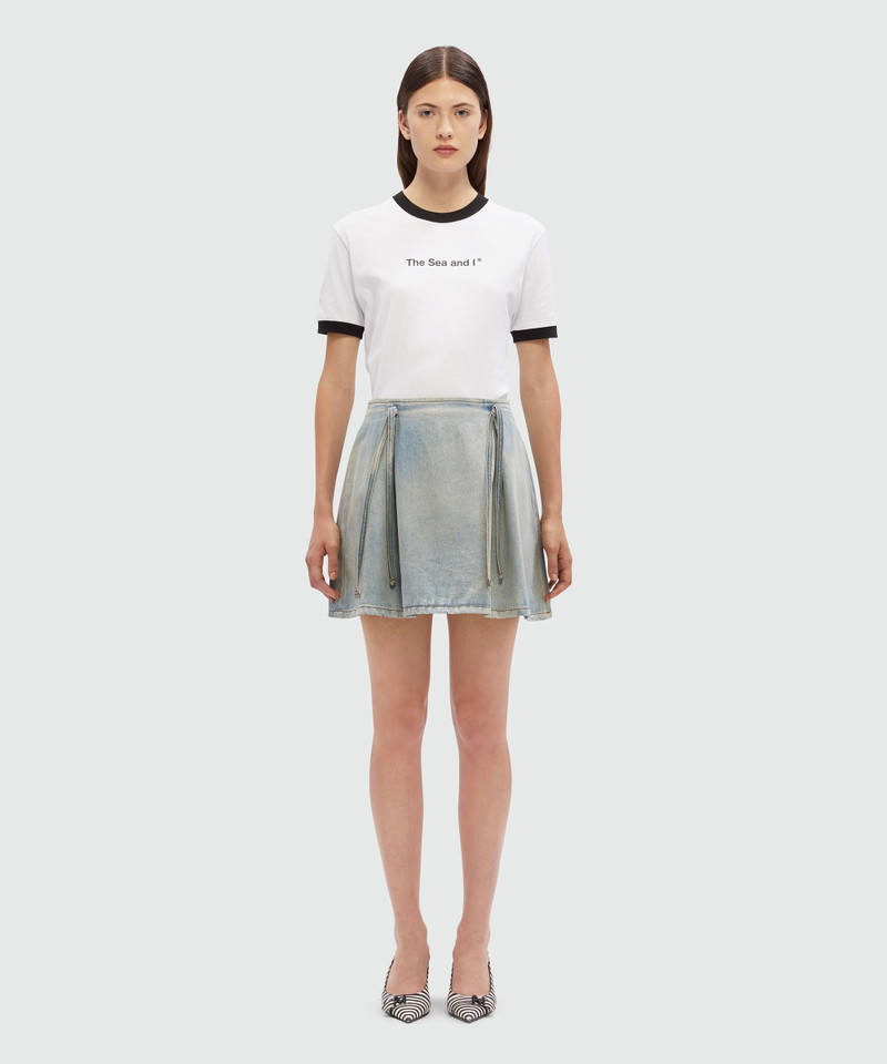 MSGM Short skirt in light blue washed denim outlook