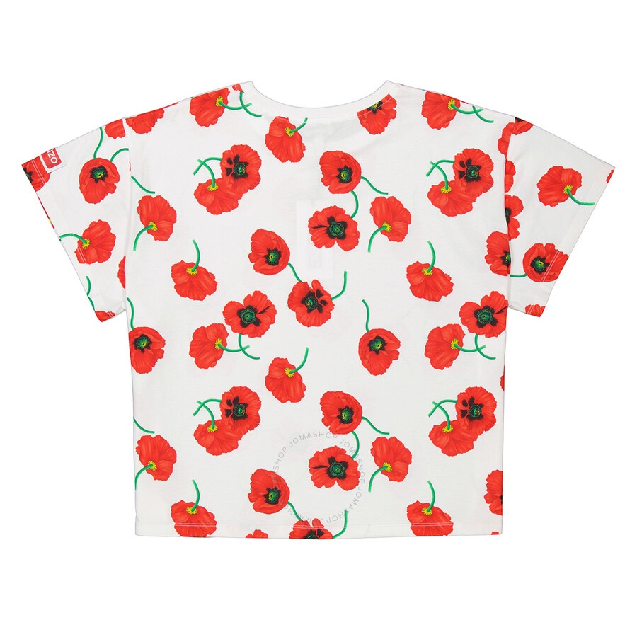 Kenzo Ladies White Poppy All-Over Logo T-Shirt - 2