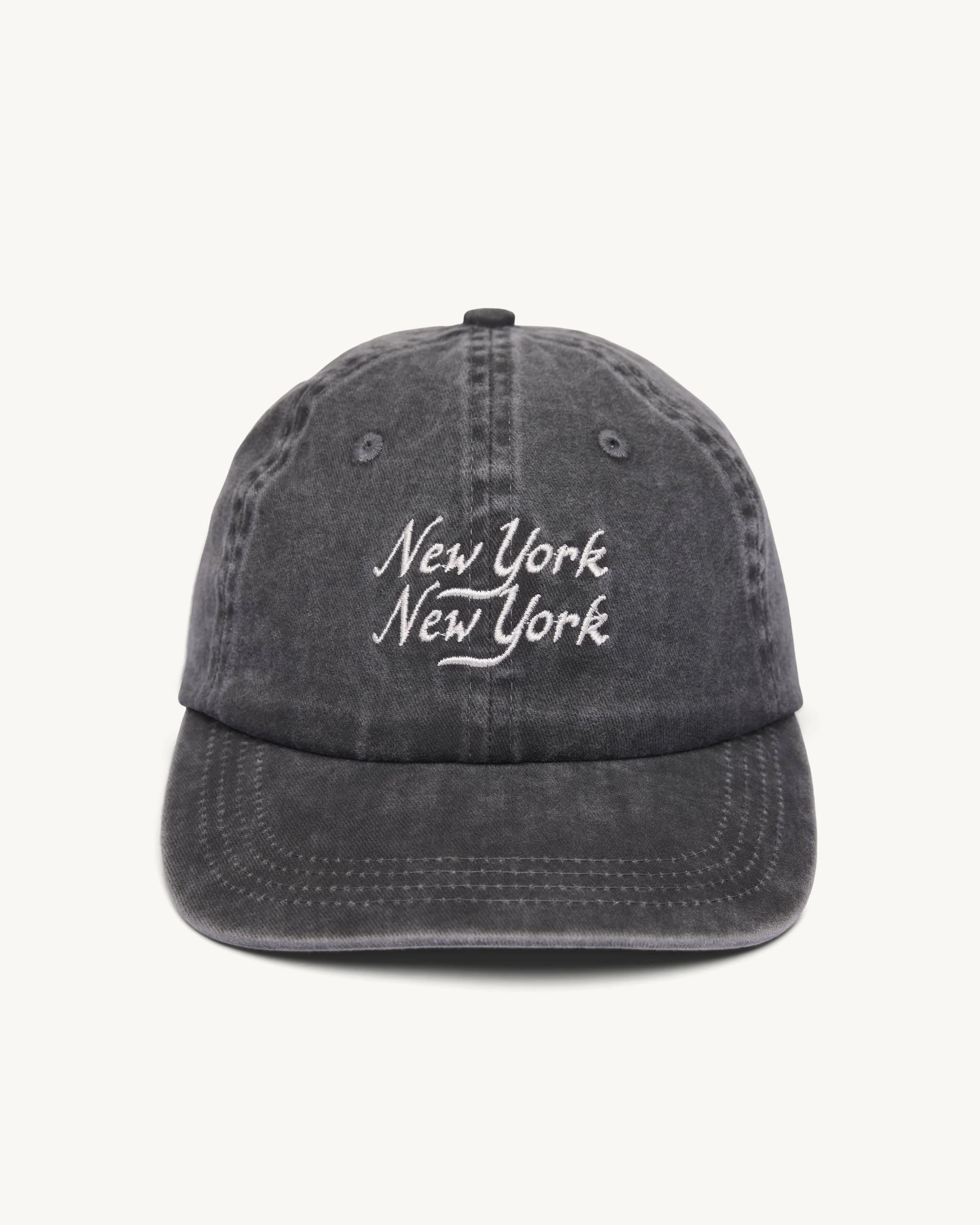 WASHED SCRIPT CAP - BLACK - 1